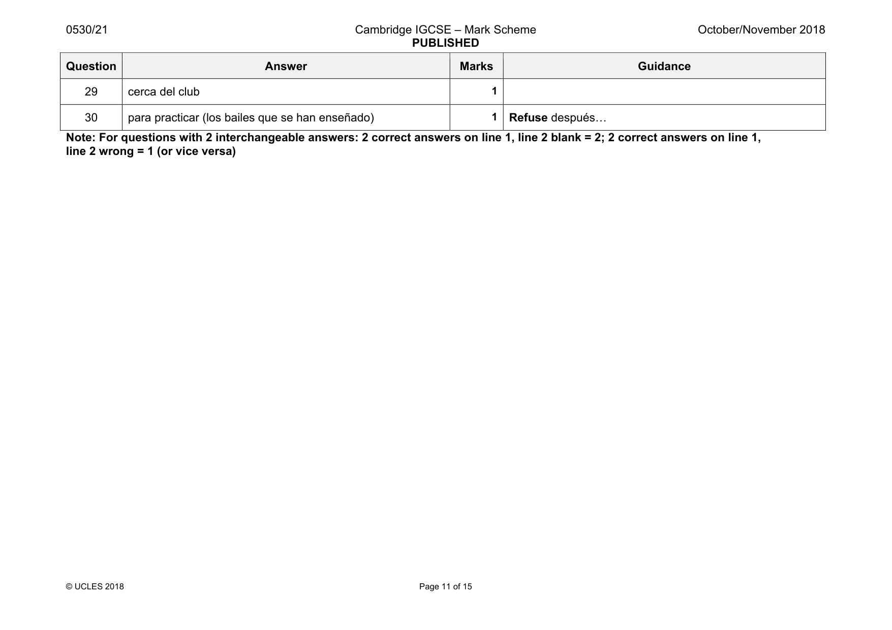 Mark scheme, page 11 of 15