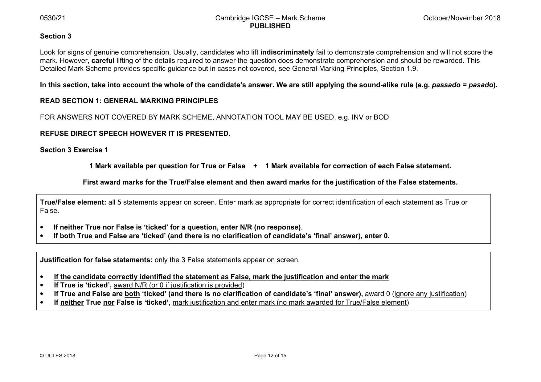 Mark scheme, page 12 of 15