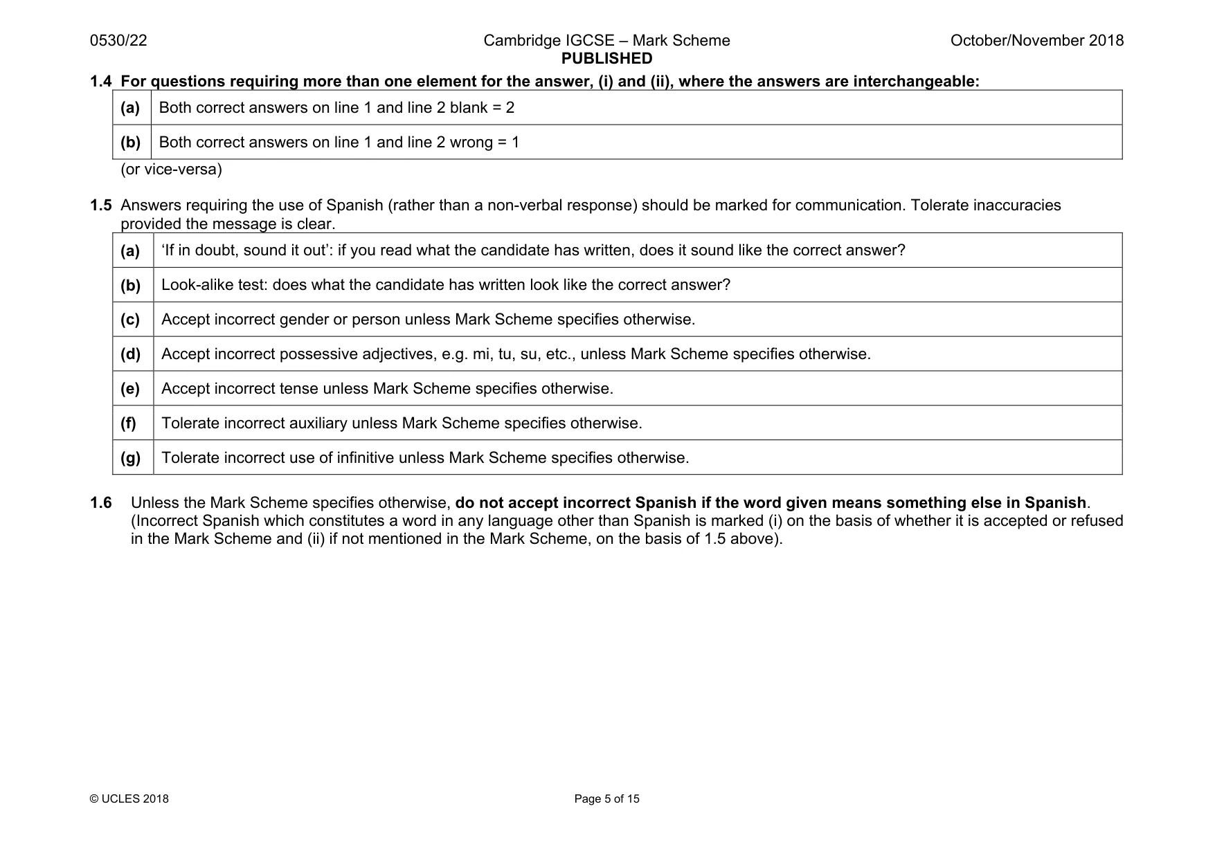 Mark scheme, page 5 of 15