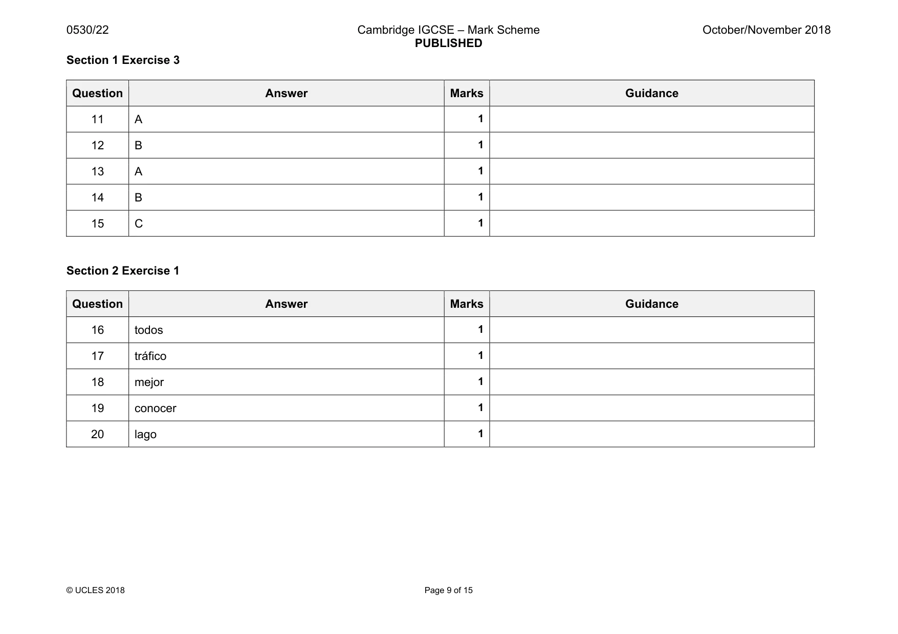 Mark scheme, page 9 of 15