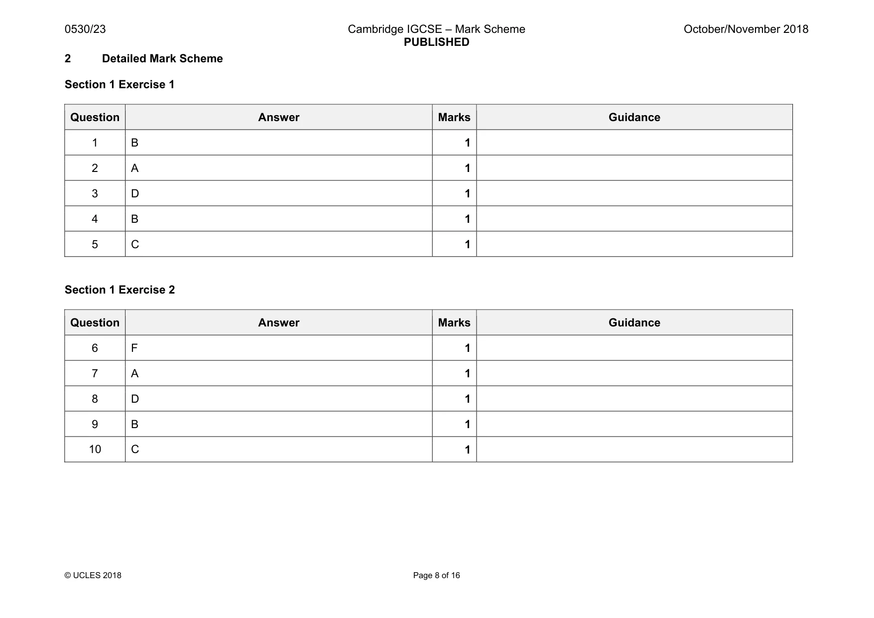 Mark scheme, page 8 of 16