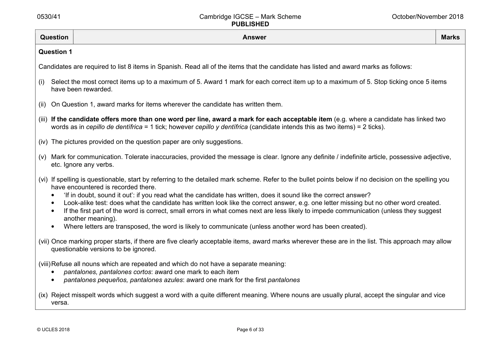 Mark scheme, page 6 of 33