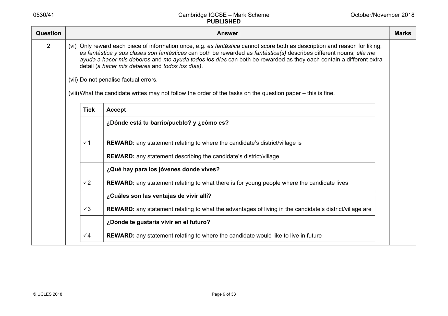 Mark scheme, page 9 of 33