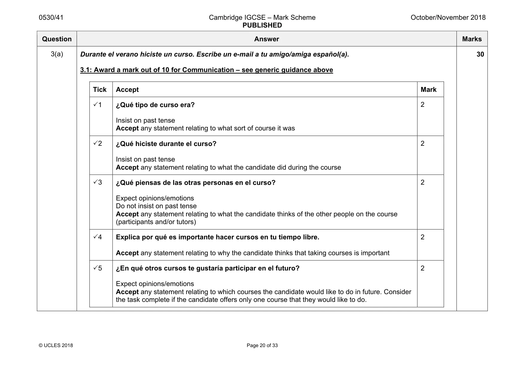 Mark scheme, page 20 of 33