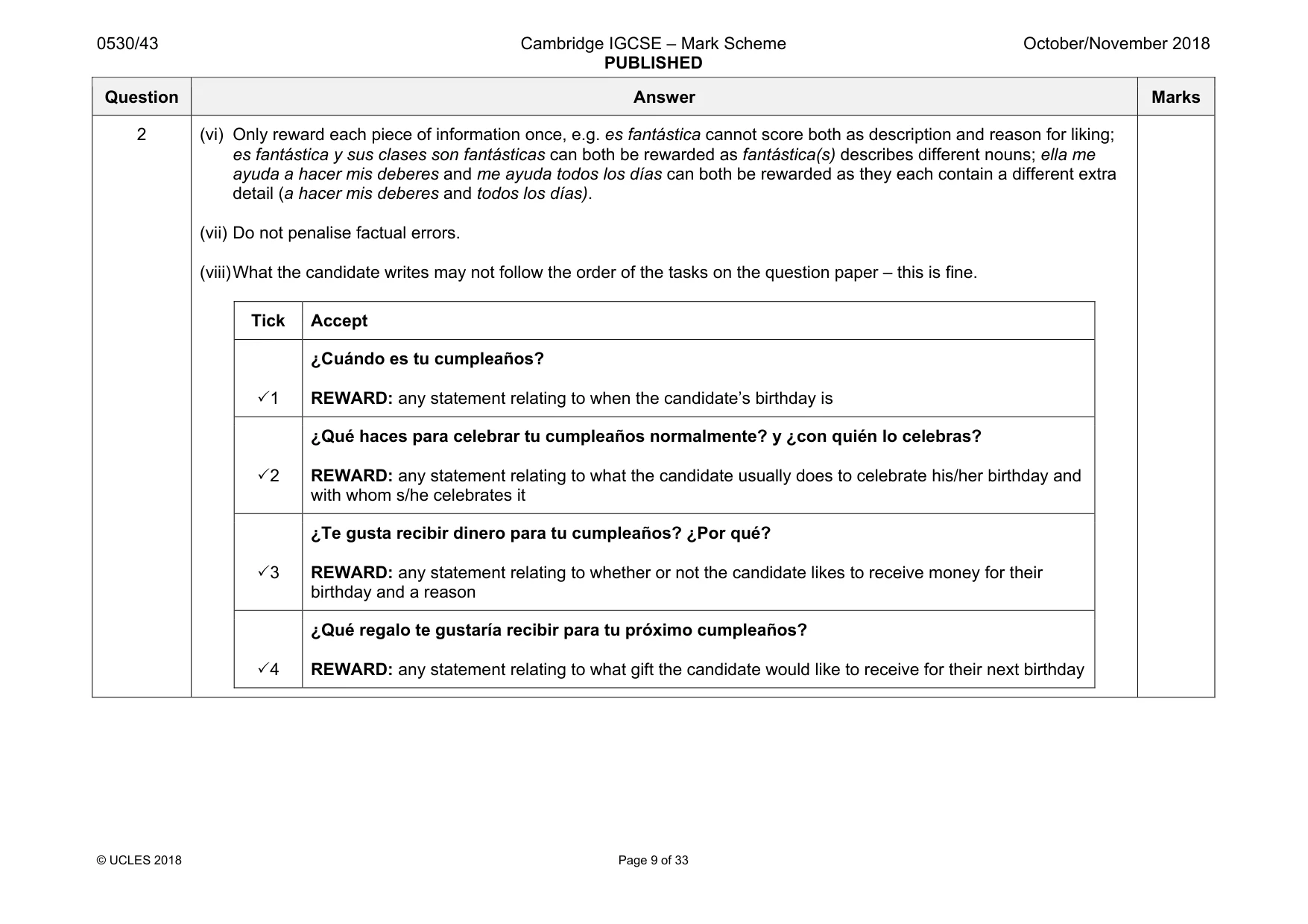 Mark scheme, page 9 of 33