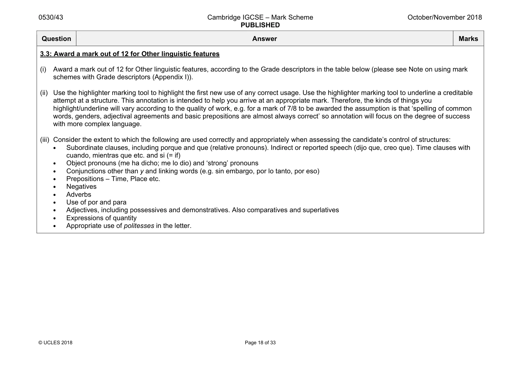 Mark scheme, page 18 of 33