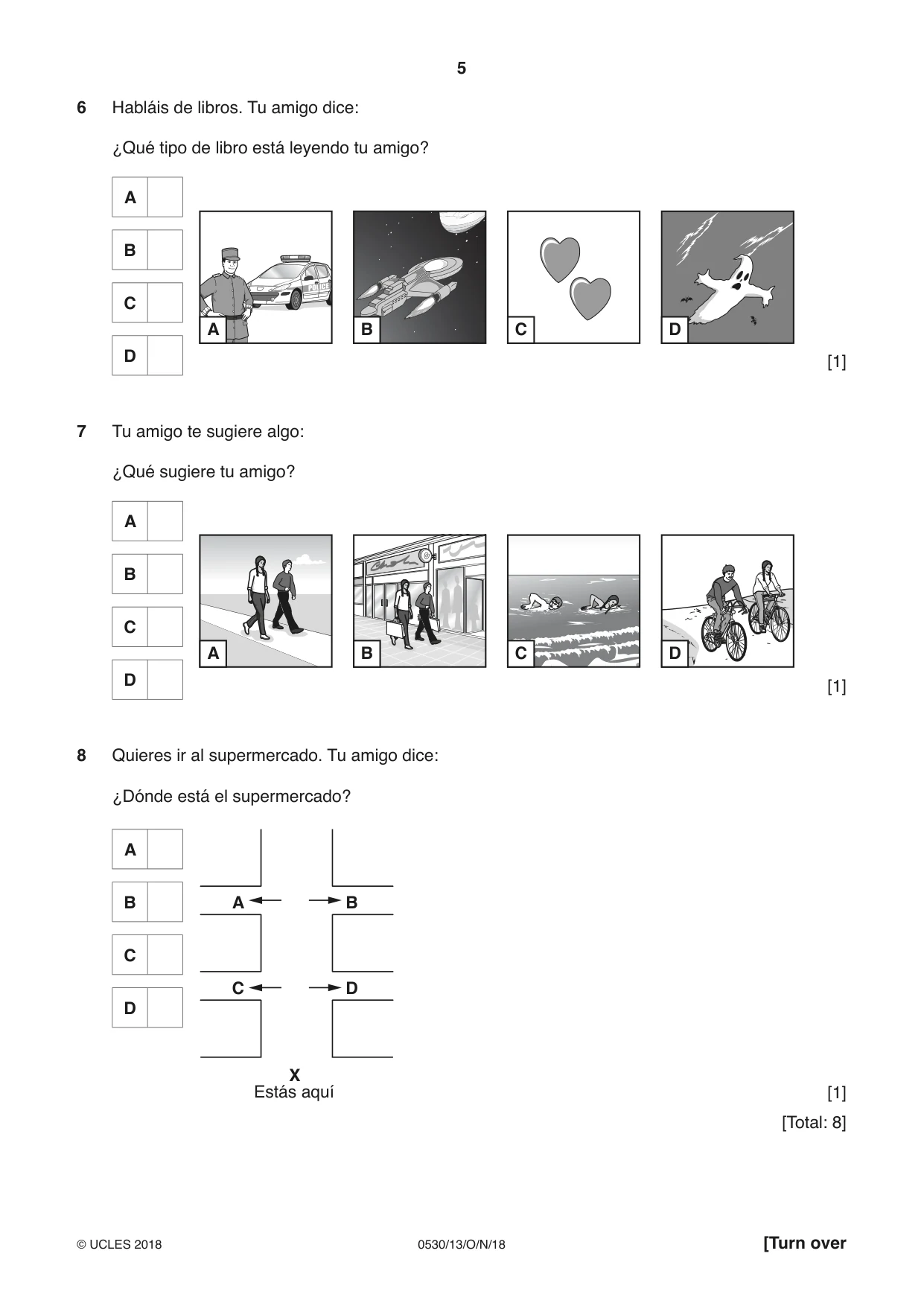 Cambridge IGCSE Spanish - Foreign Language 0530 2018 Oct/Nov Paper 1 · Variant 3 question paper, page 5 of 12