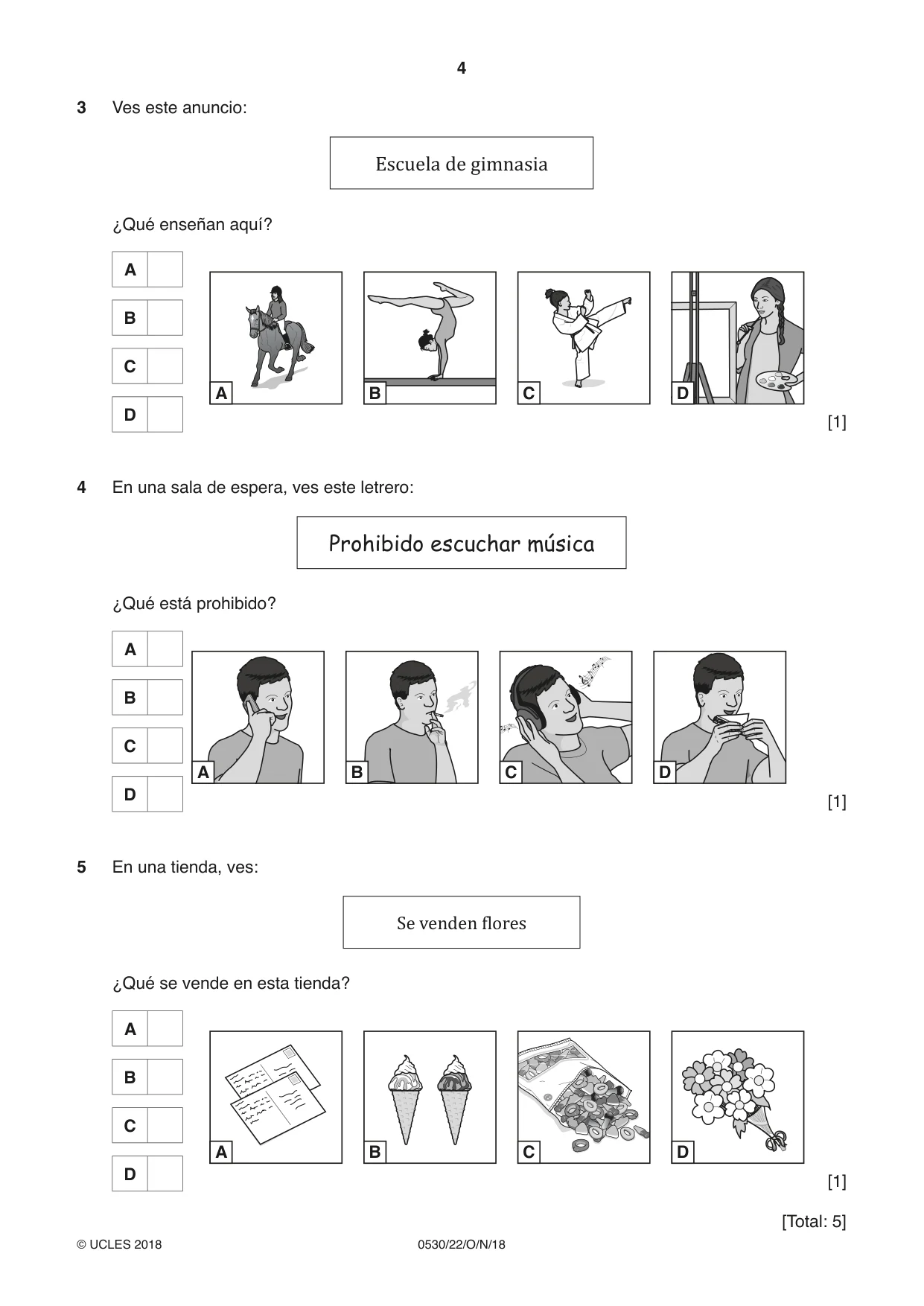 Cambridge IGCSE Spanish - Foreign Language 0530 2018 Oct/Nov Paper 2 · Variant 2 question paper, page 4 of 16