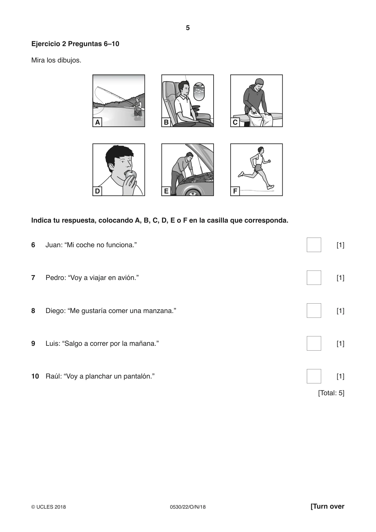 Cambridge IGCSE Spanish - Foreign Language 0530 2018 Oct/Nov Paper 2 · Variant 2 question paper, page 5 of 16