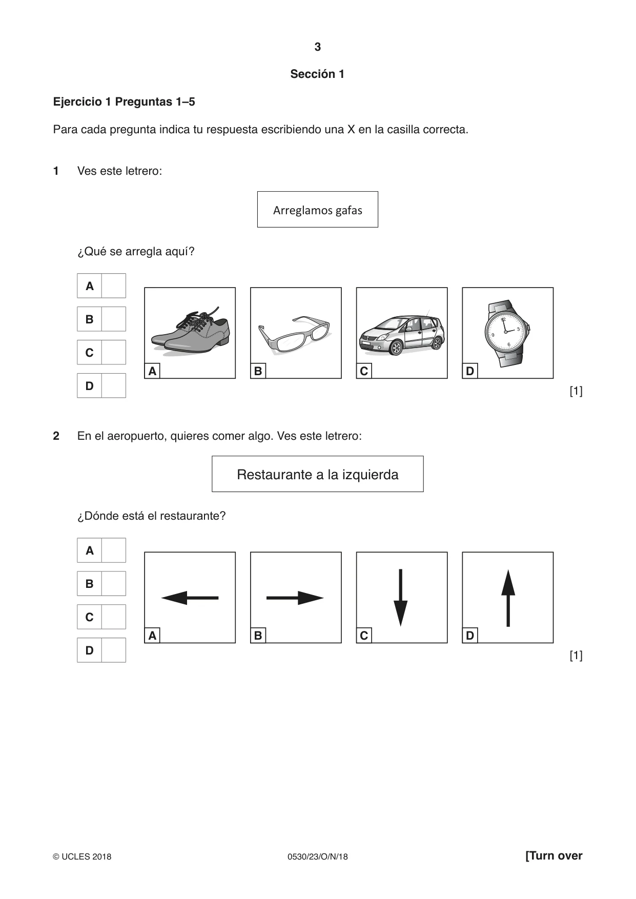 Cambridge IGCSE Spanish - Foreign Language 0530 2018 Oct/Nov Paper 2 · Variant 3 question paper, page 3 of 16