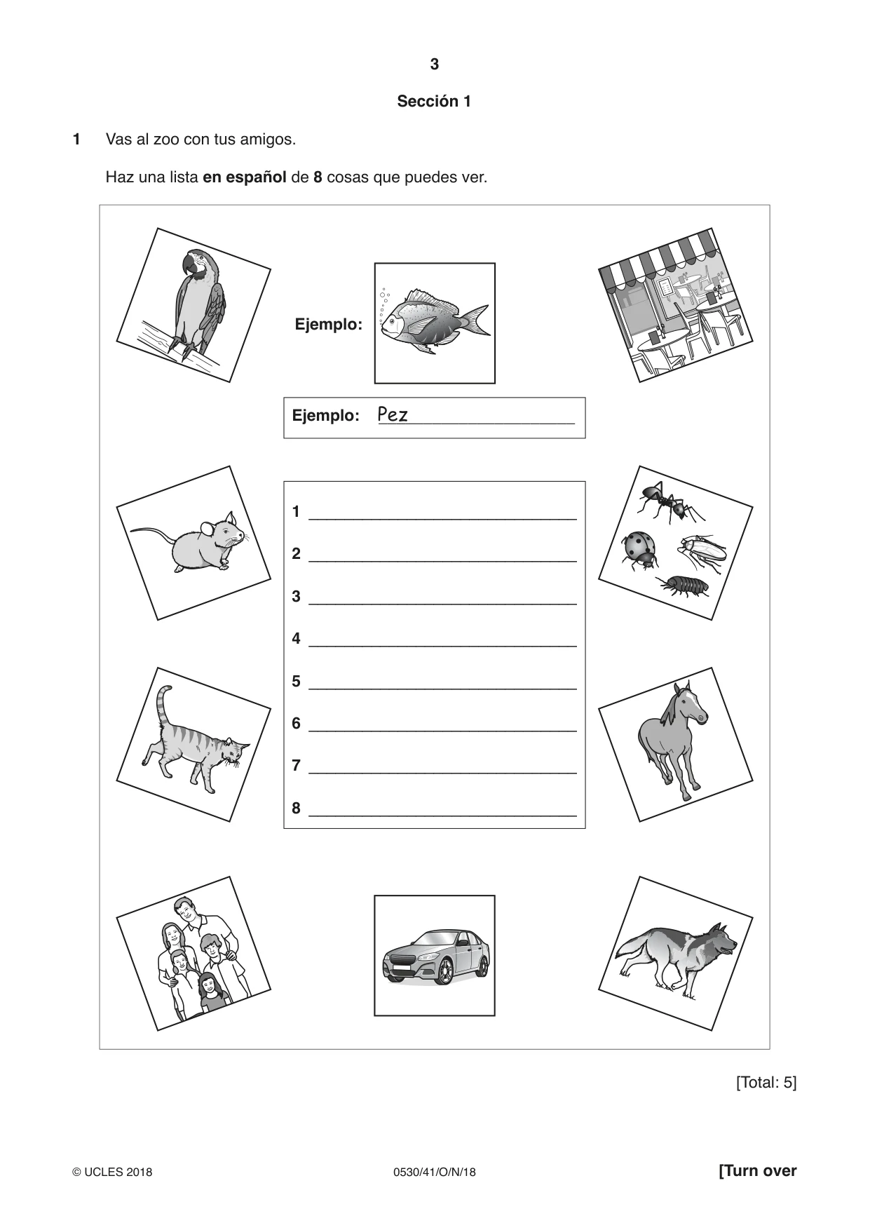 Cambridge IGCSE Spanish - Foreign Language 0530 2018 Oct/Nov Paper 4 · Variant 1 question paper, page 3 of 8