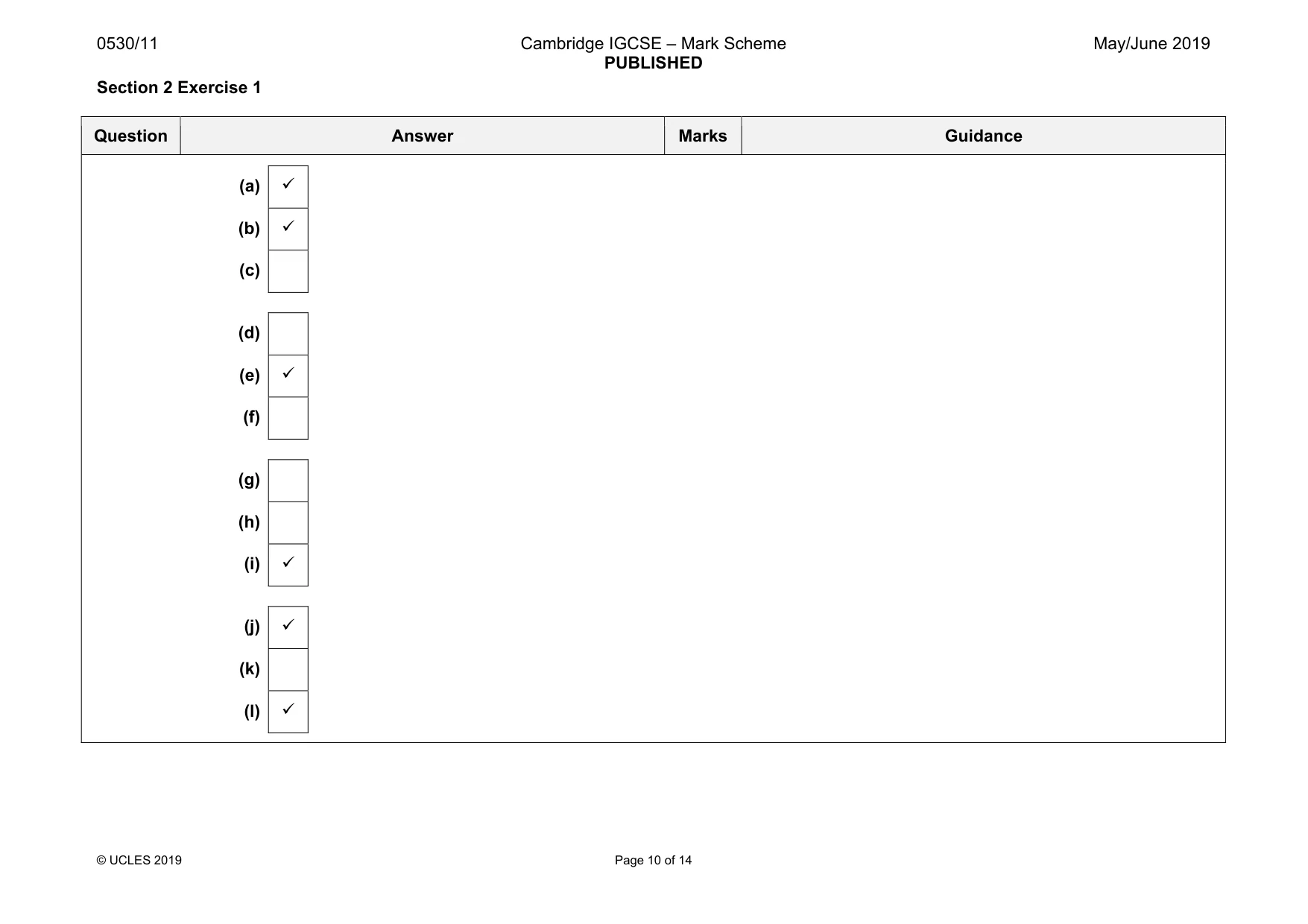Mark scheme, page 10 of 14