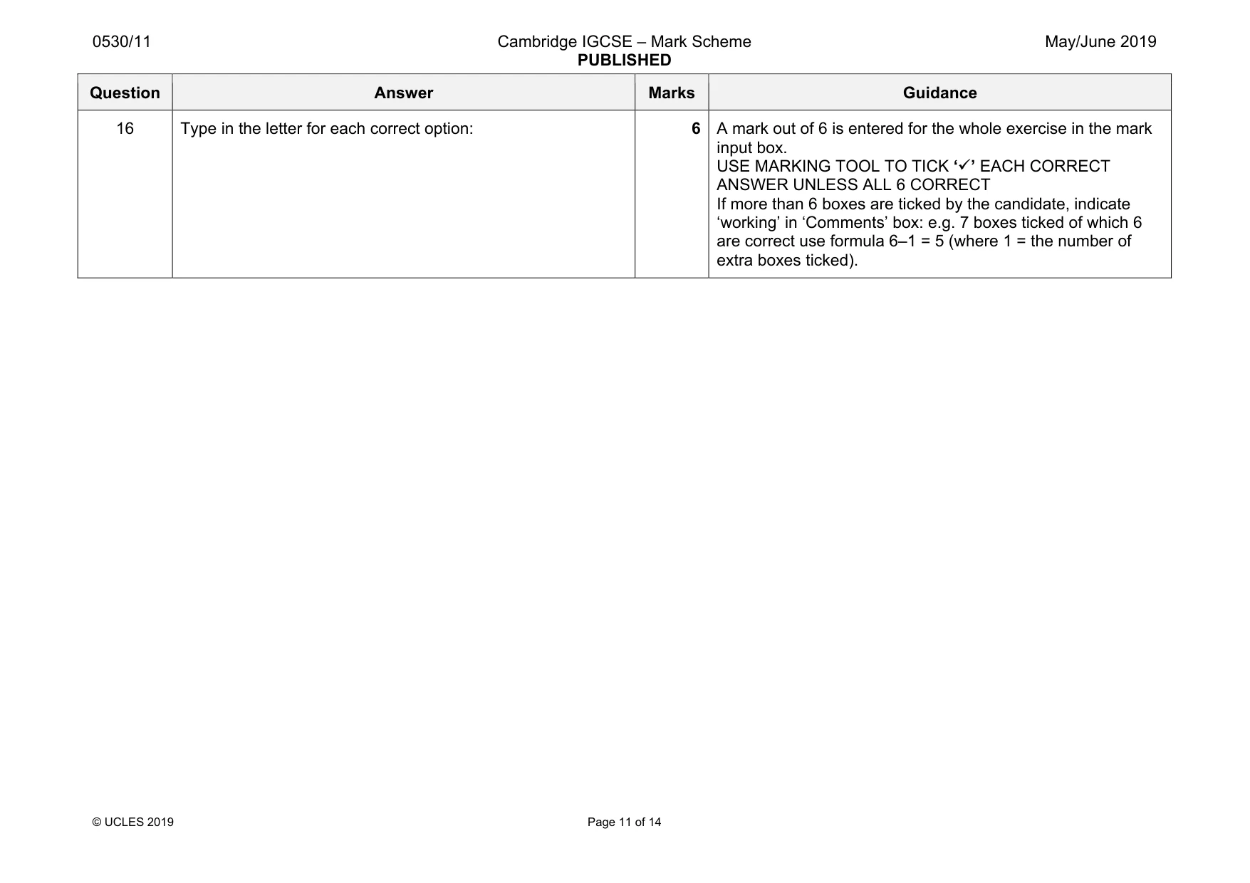 Mark scheme, page 11 of 14