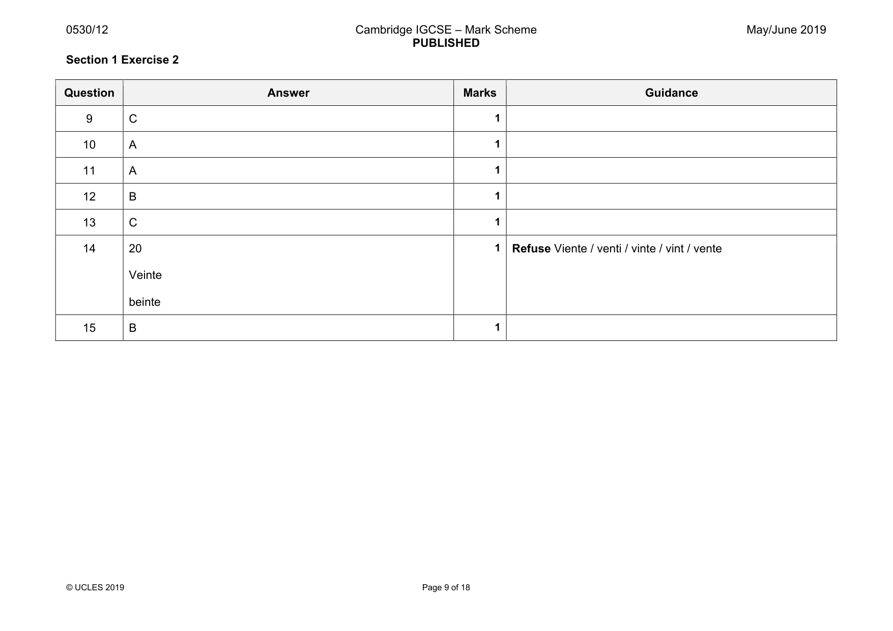 Mark scheme, page 9 of 18