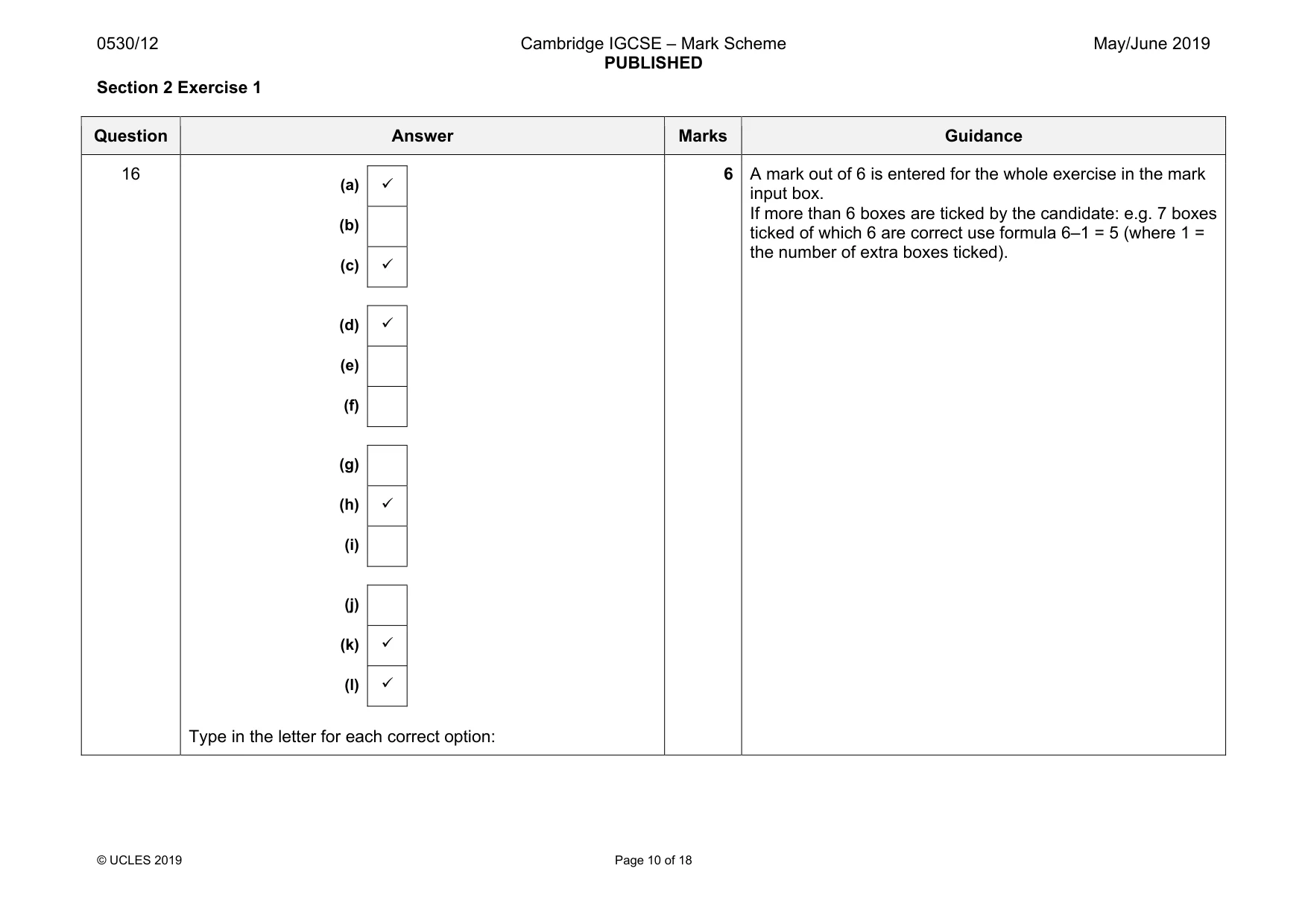Mark scheme, page 10 of 18