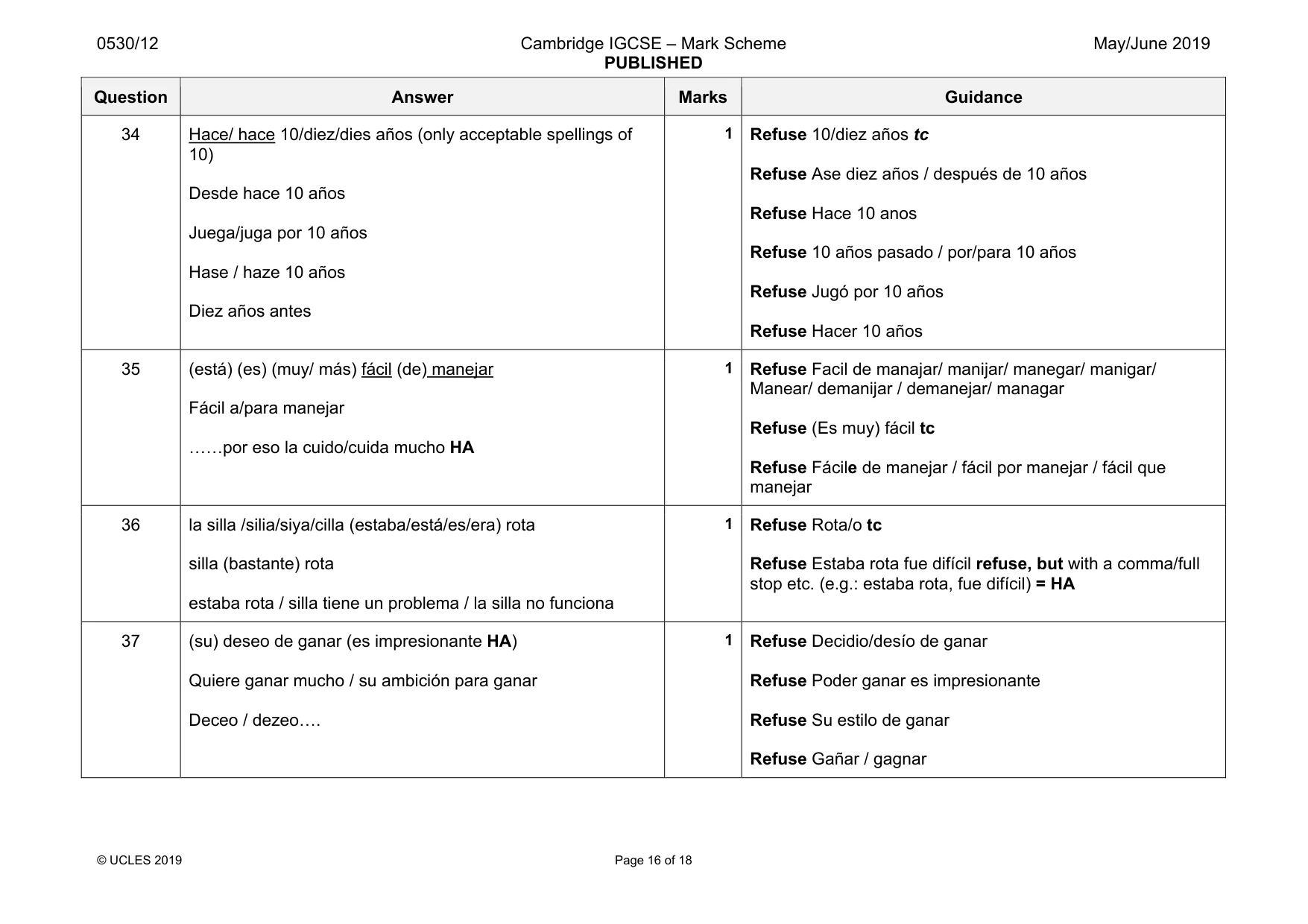 Mark scheme, page 16 of 18