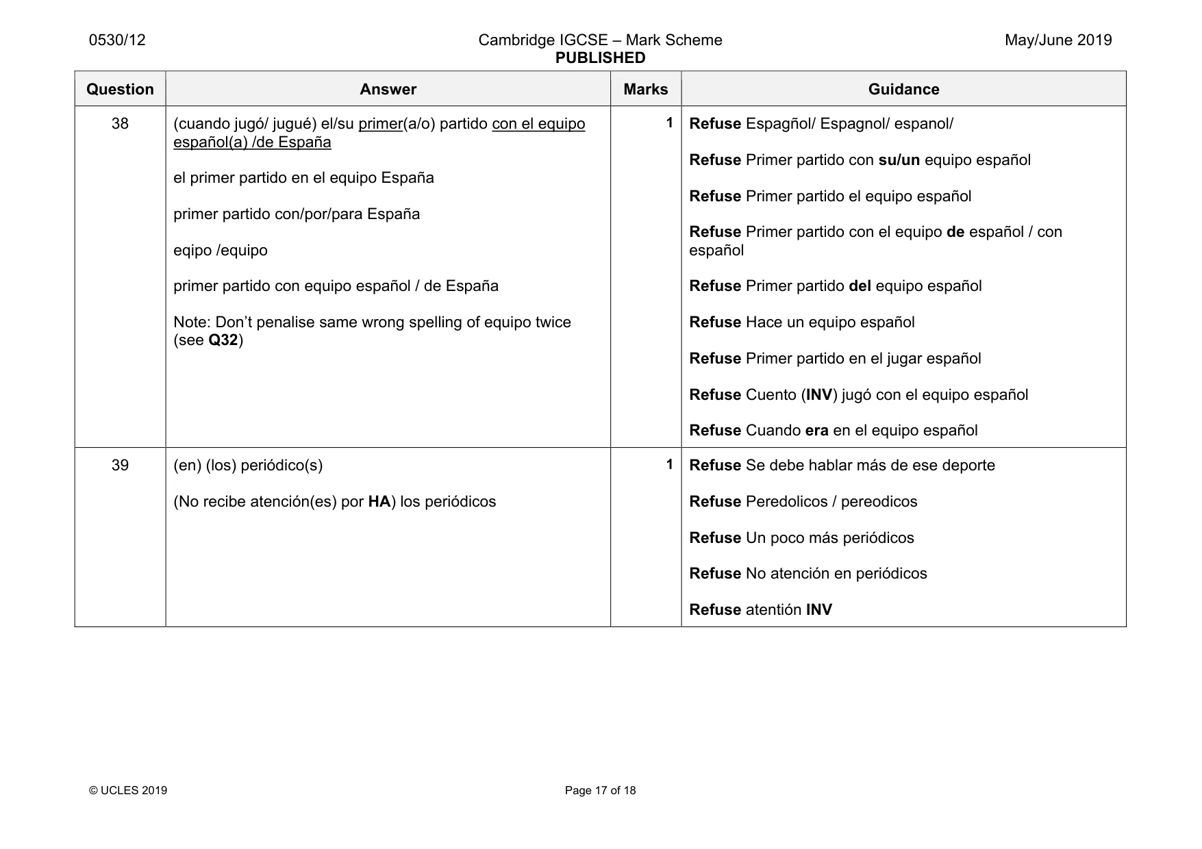 Mark scheme, page 17 of 18