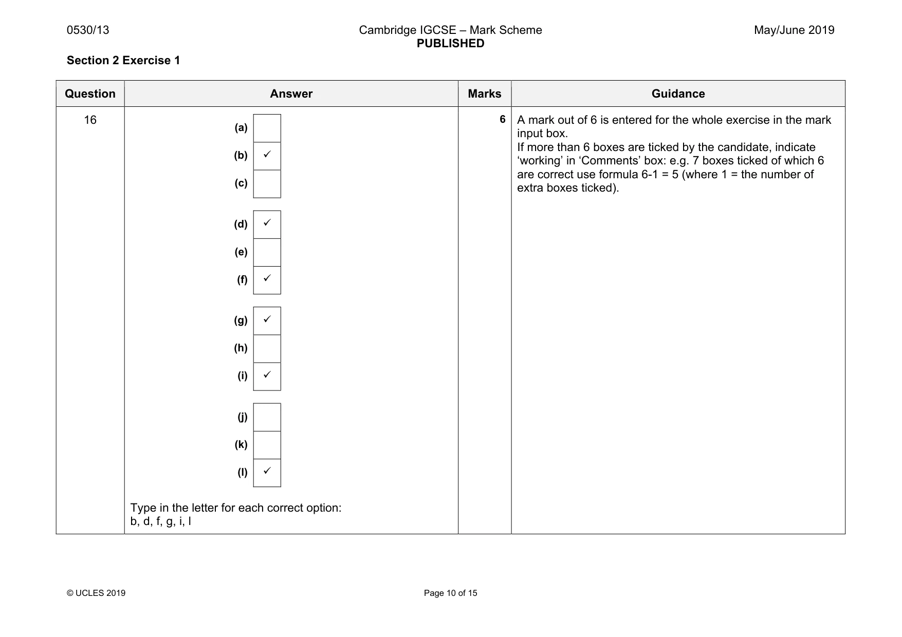 Mark scheme, page 10 of 15