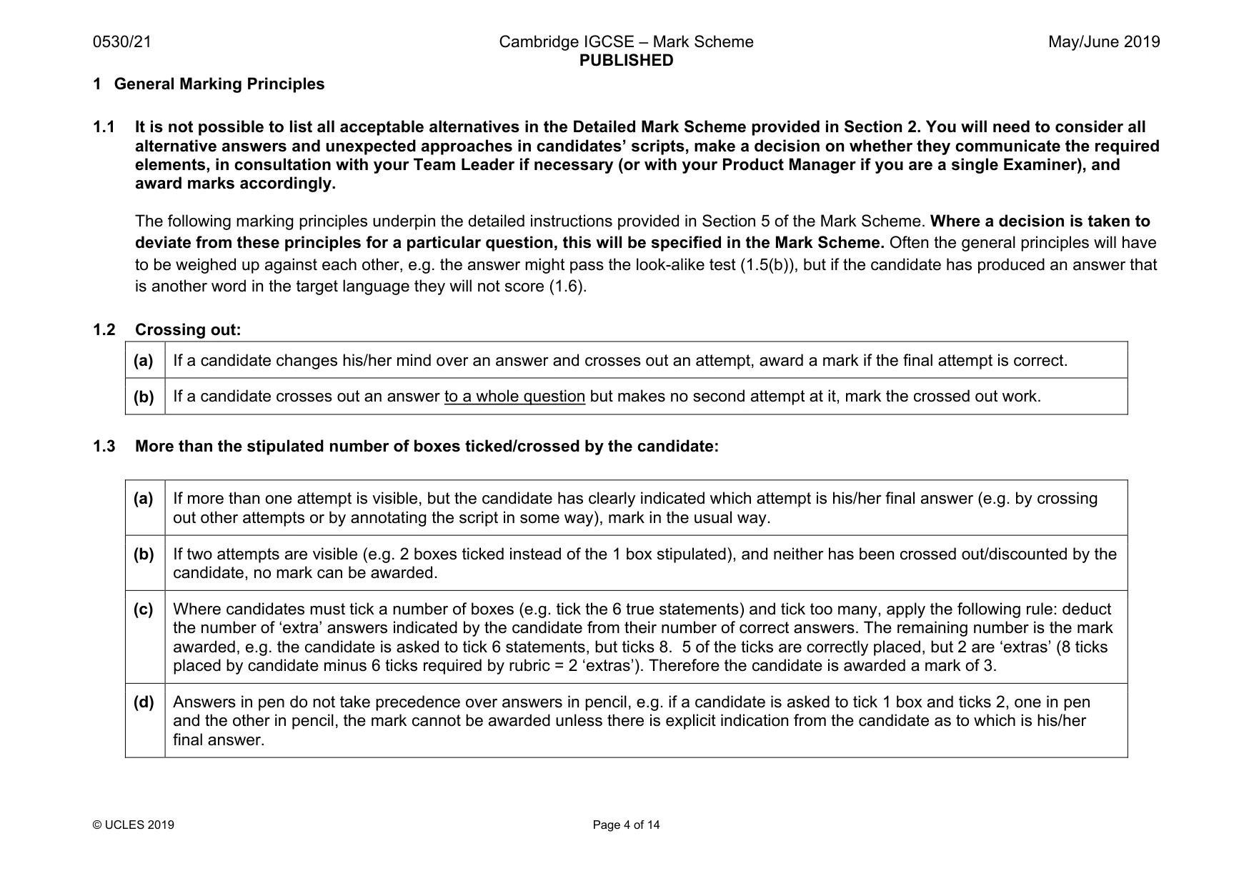 Mark scheme, page 4 of 14