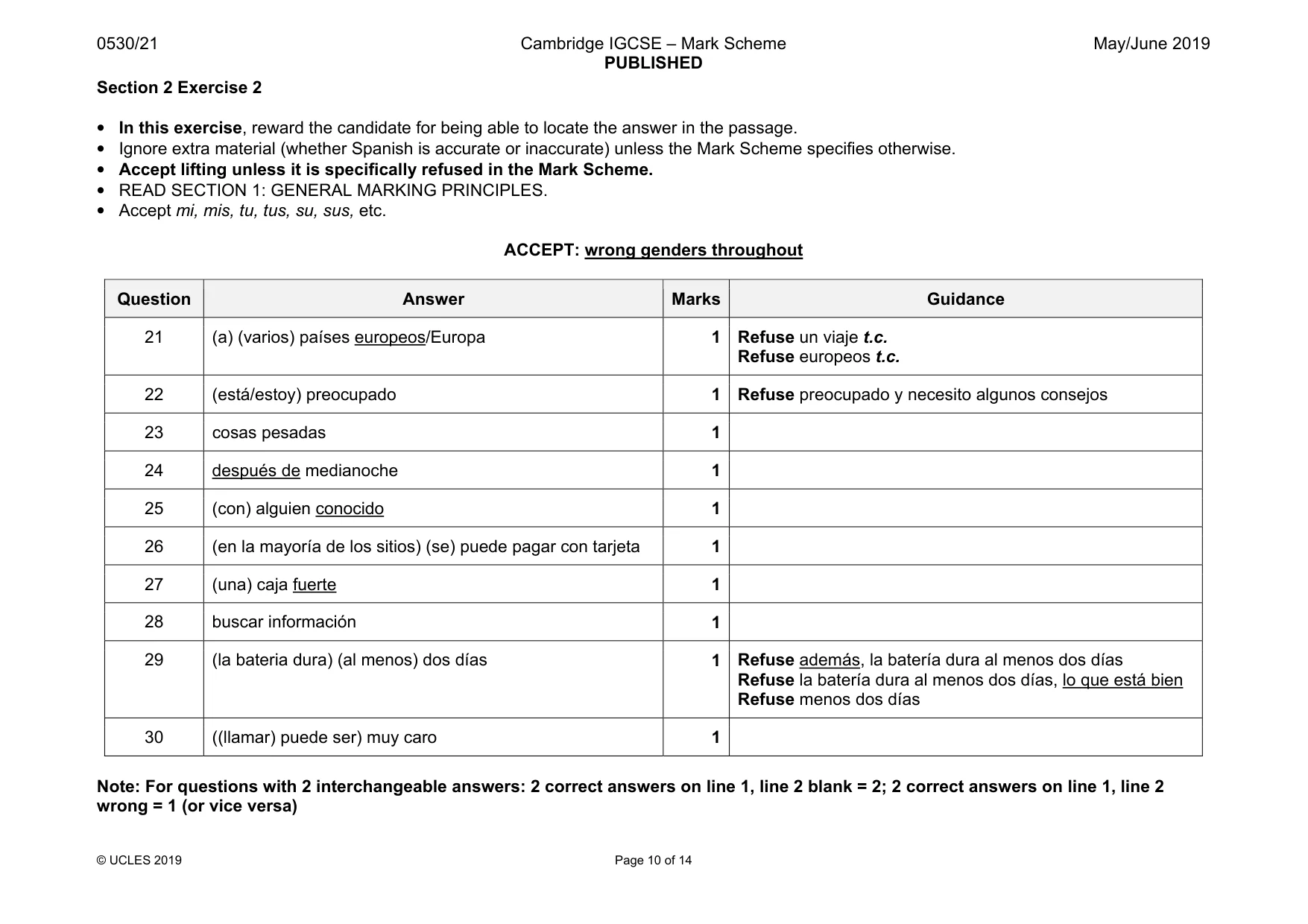 Mark scheme, page 10 of 14