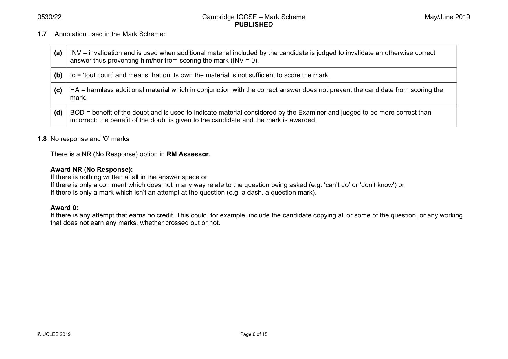 Mark scheme, page 6 of 15