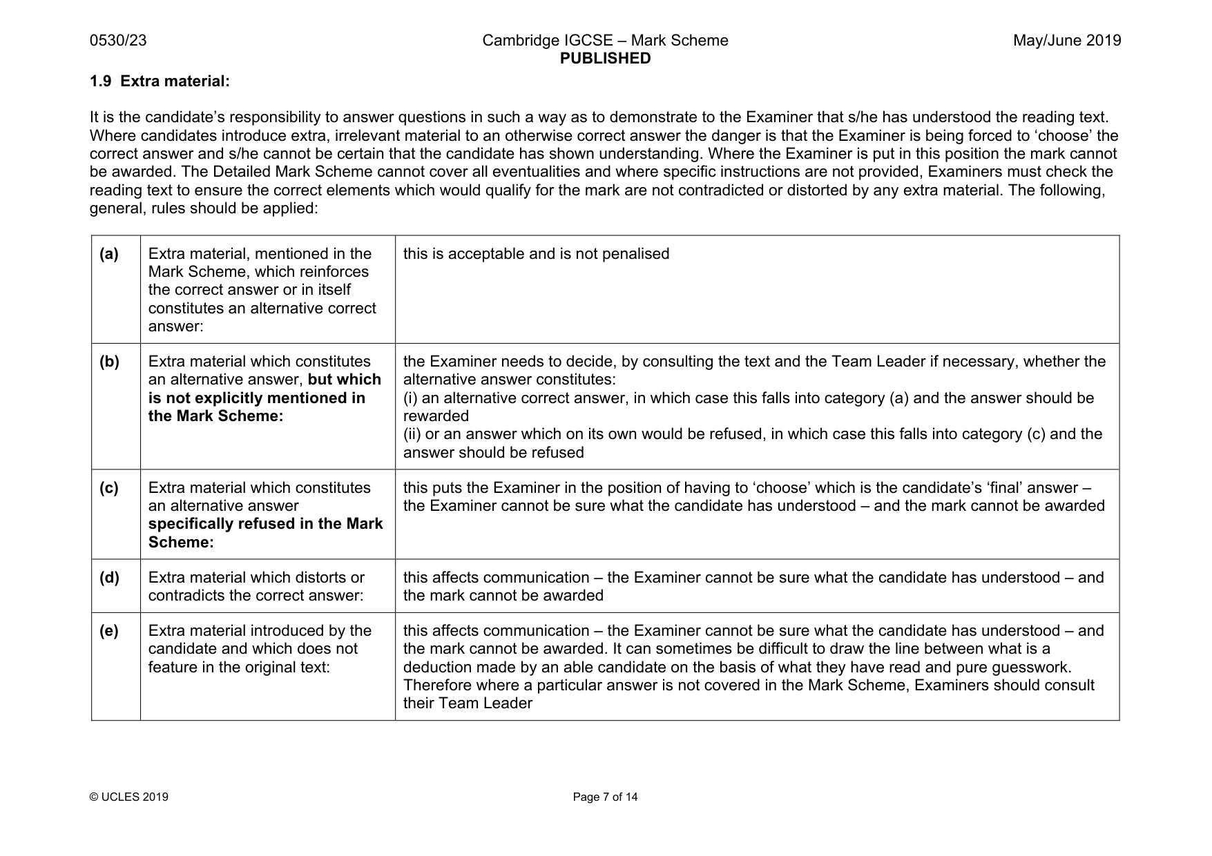 Mark scheme, page 7 of 14