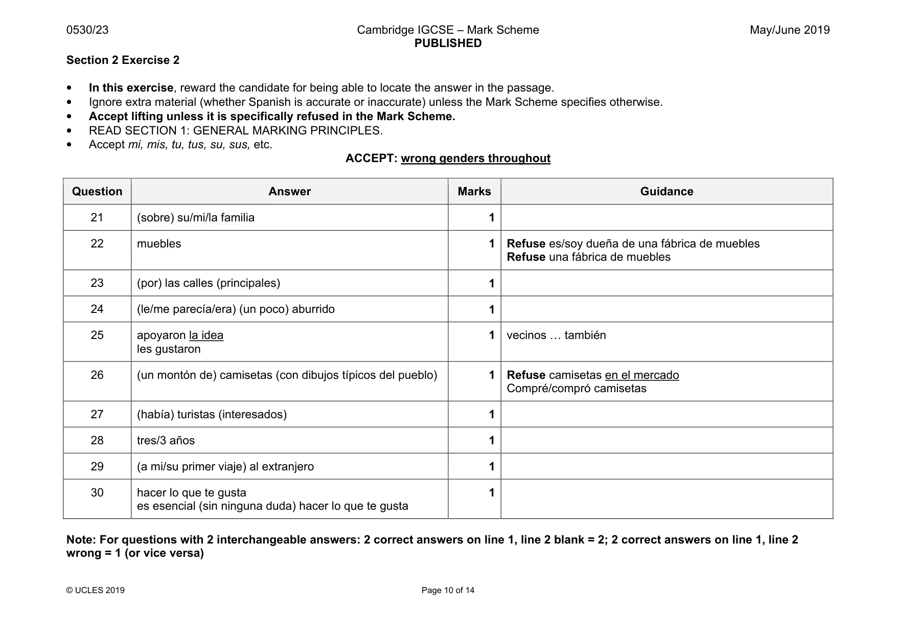 Mark scheme, page 10 of 14