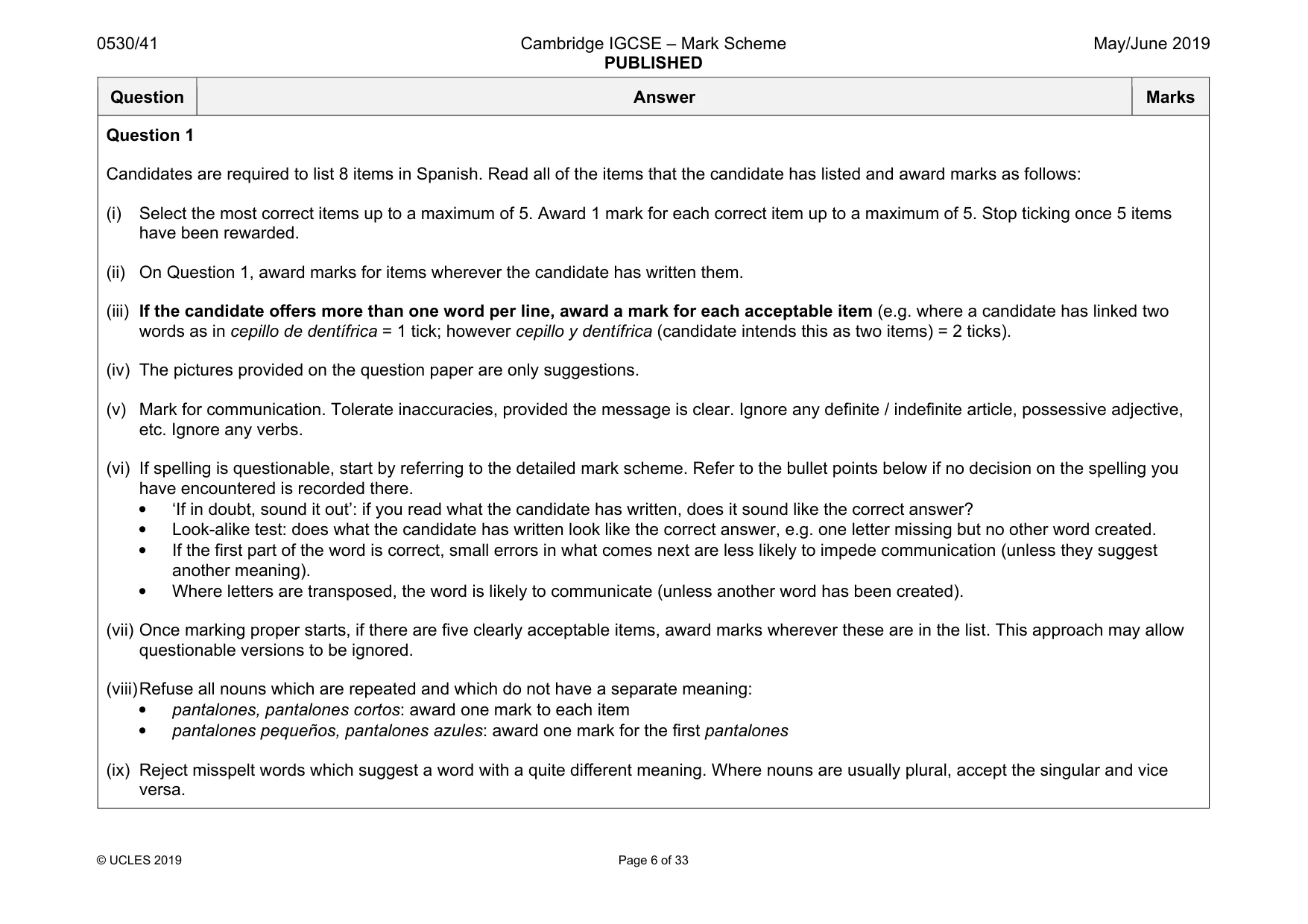 Mark scheme, page 6 of 33