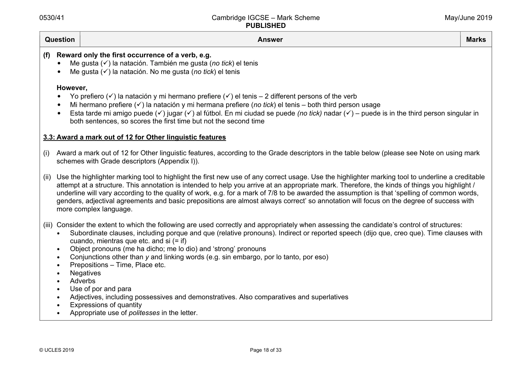 Mark scheme, page 18 of 33