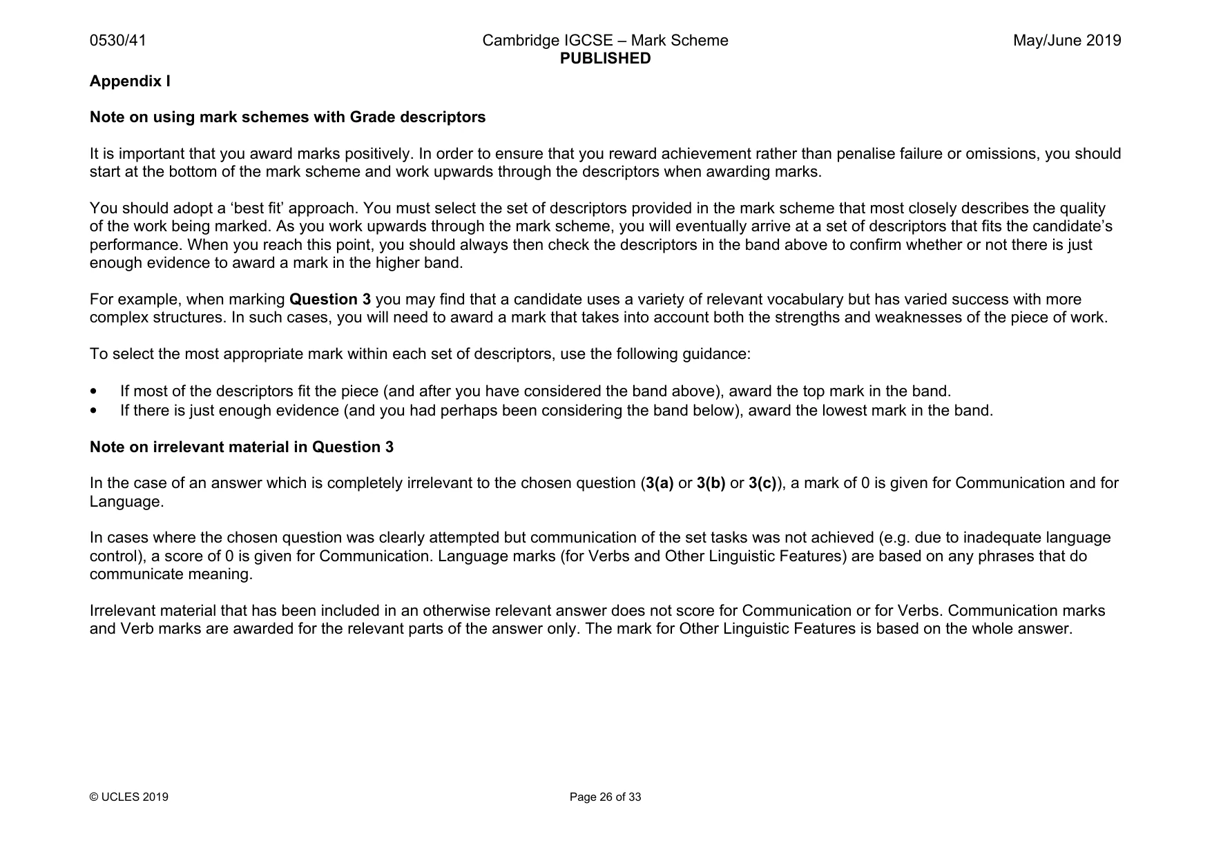 Mark scheme, page 26 of 33