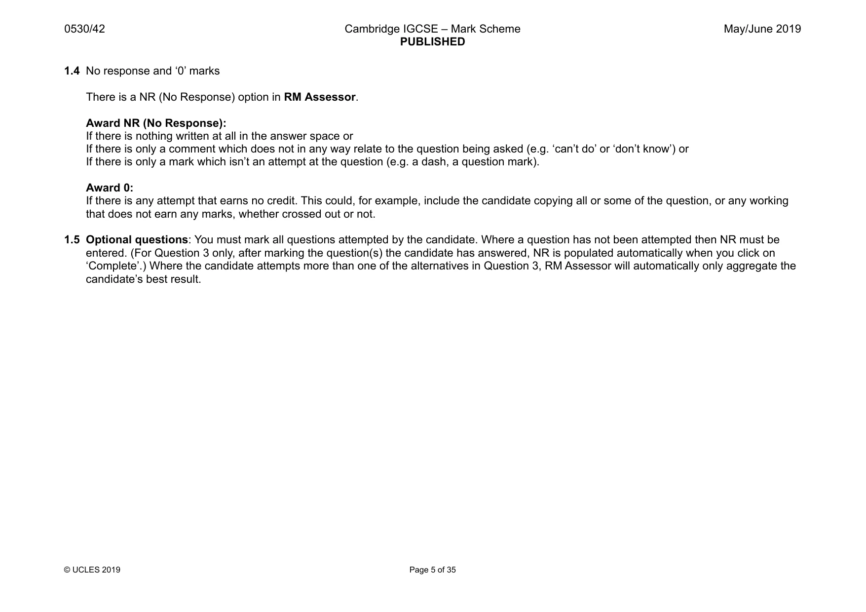 Mark scheme, page 5 of 35