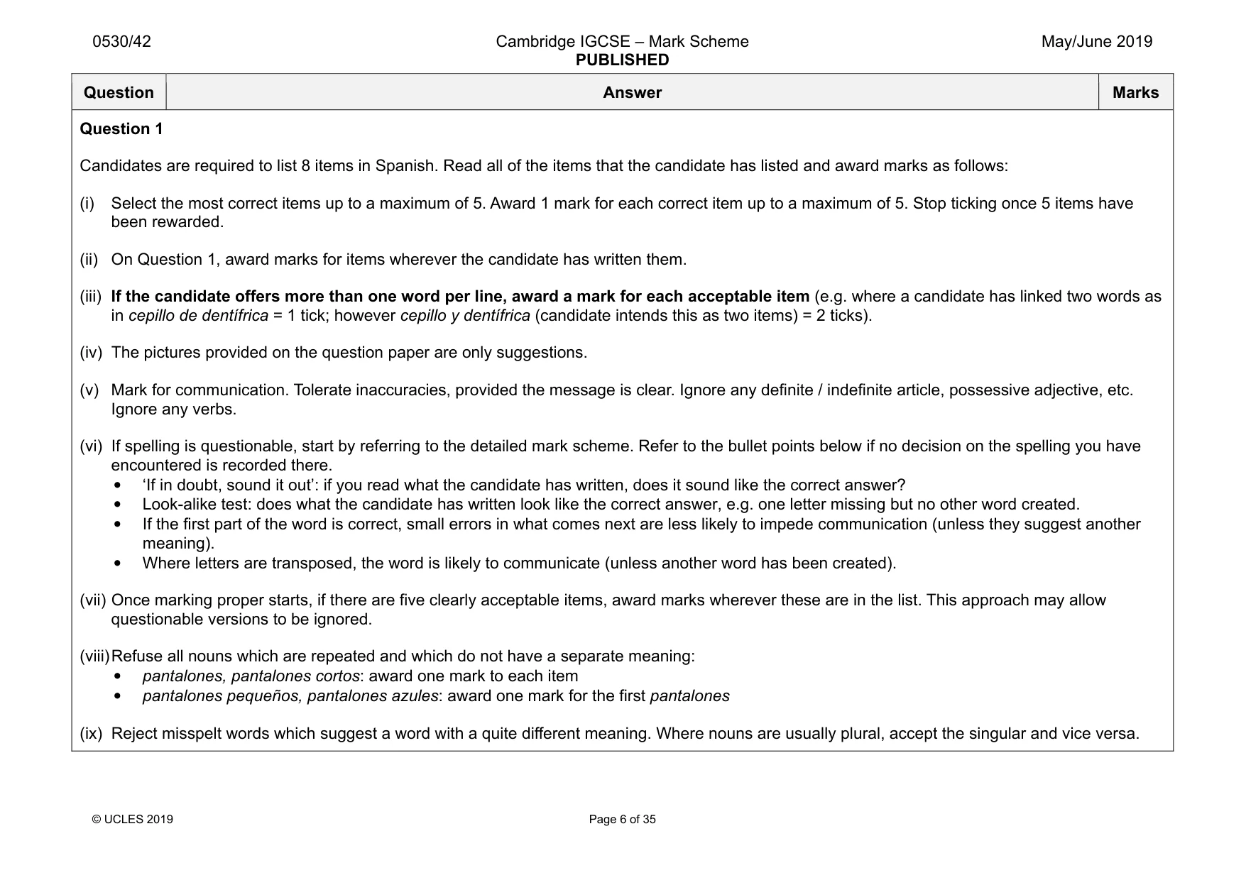 Mark scheme, page 6 of 35