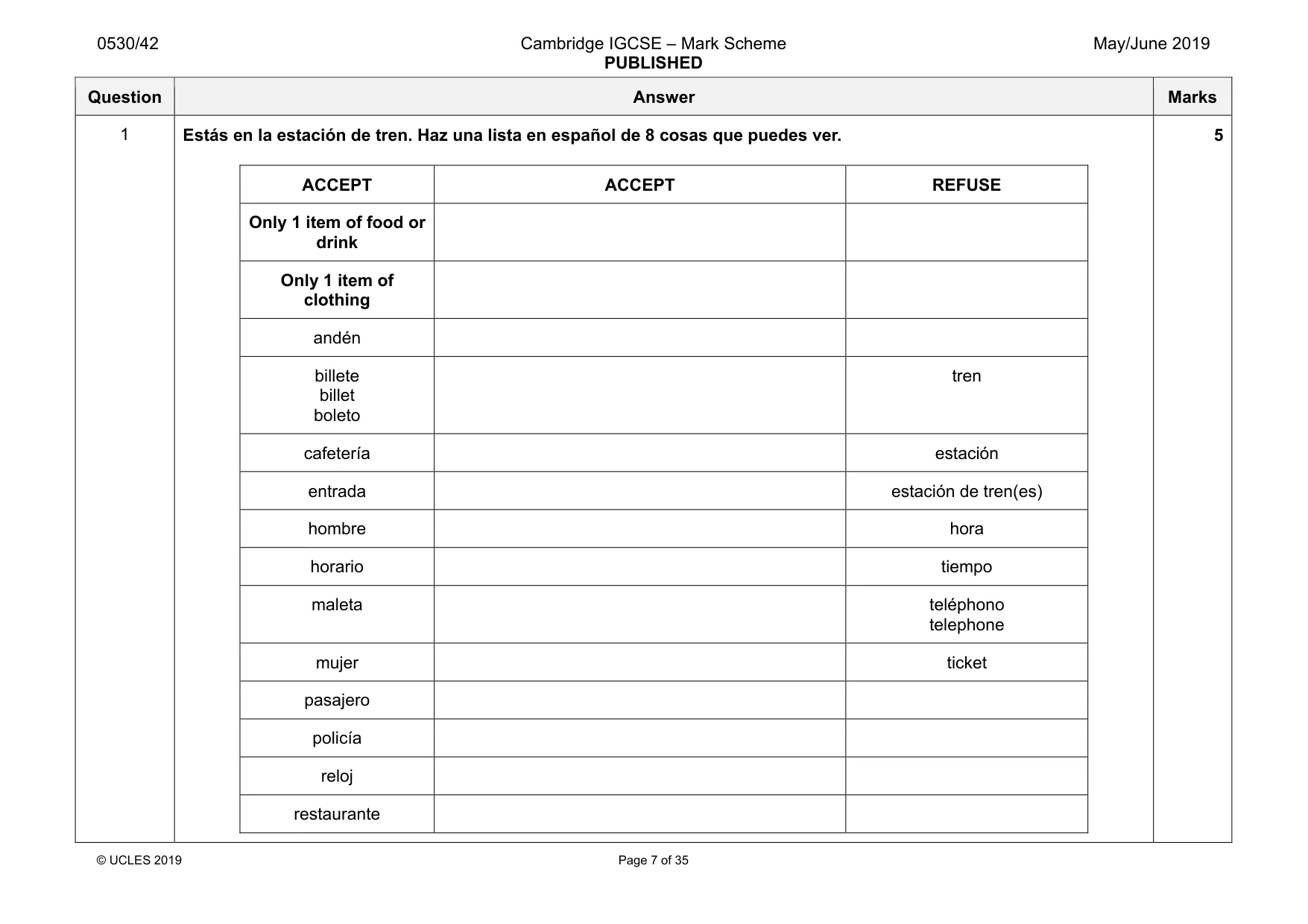 Mark scheme, page 7 of 35