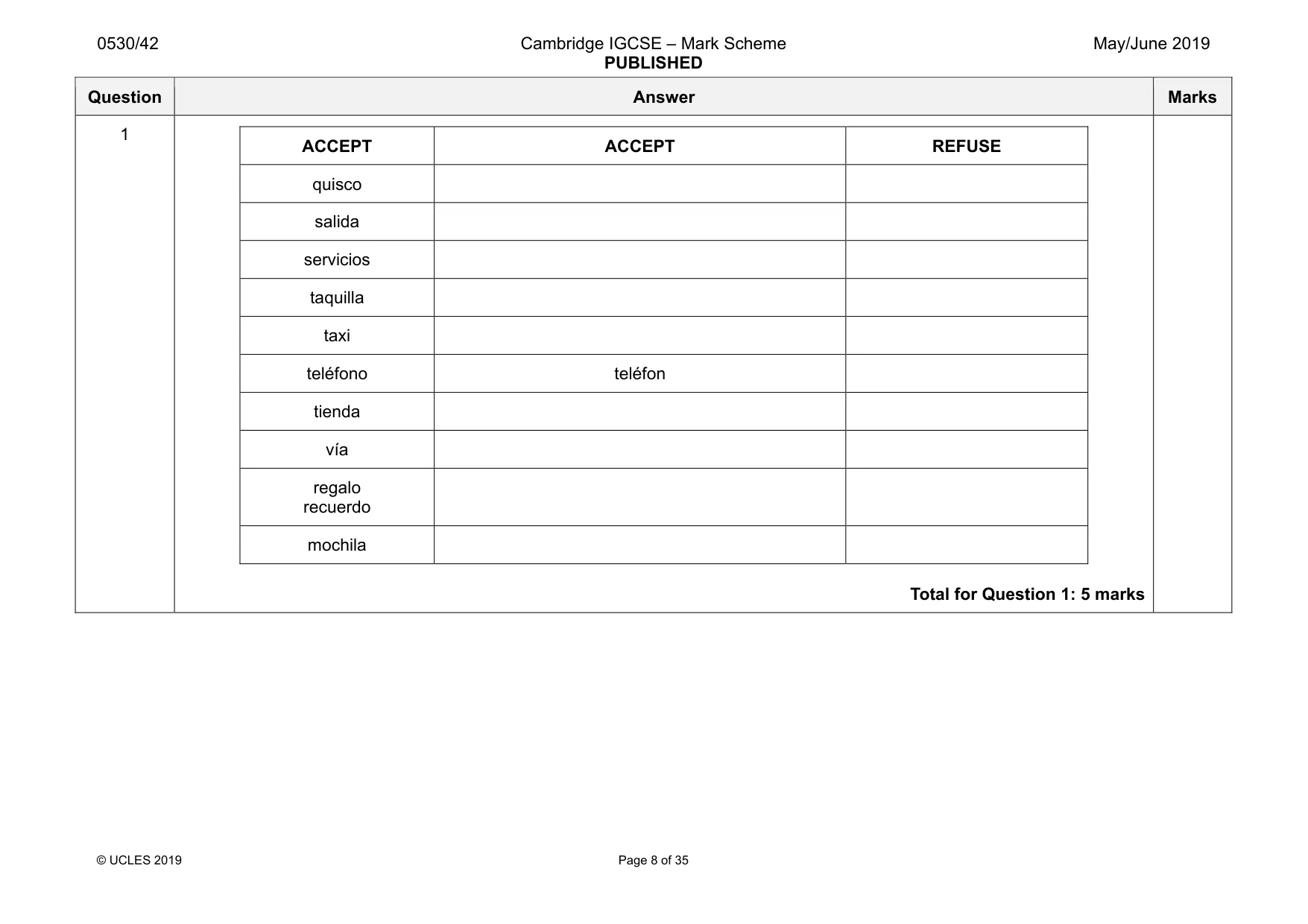 Mark scheme, page 8 of 35