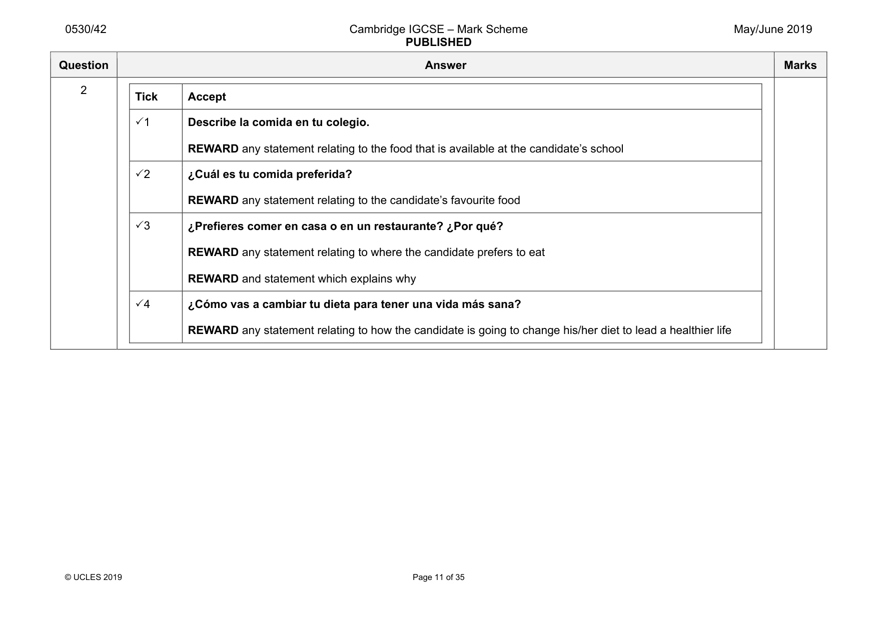 Mark scheme, page 11 of 35