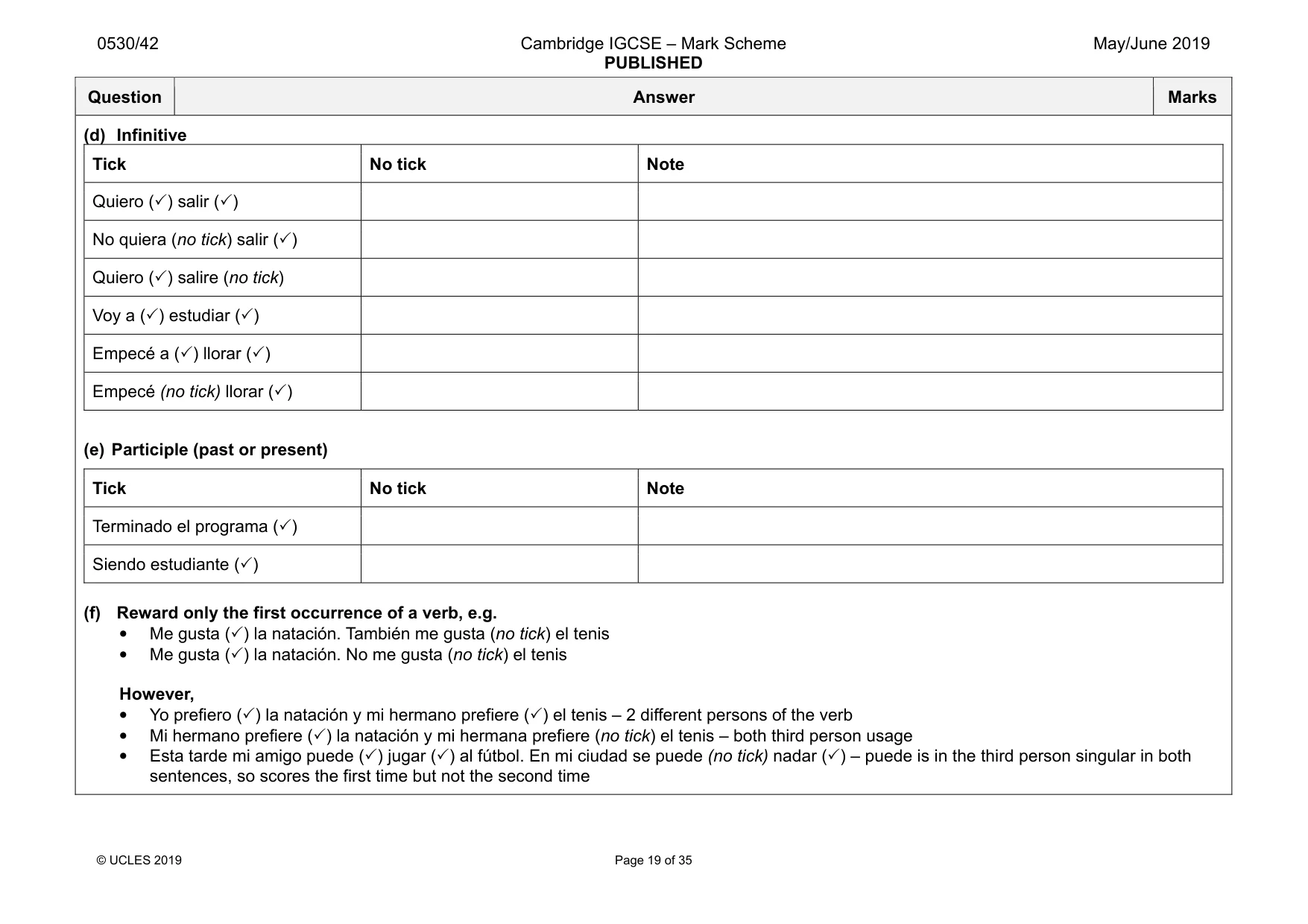 Mark scheme, page 19 of 35