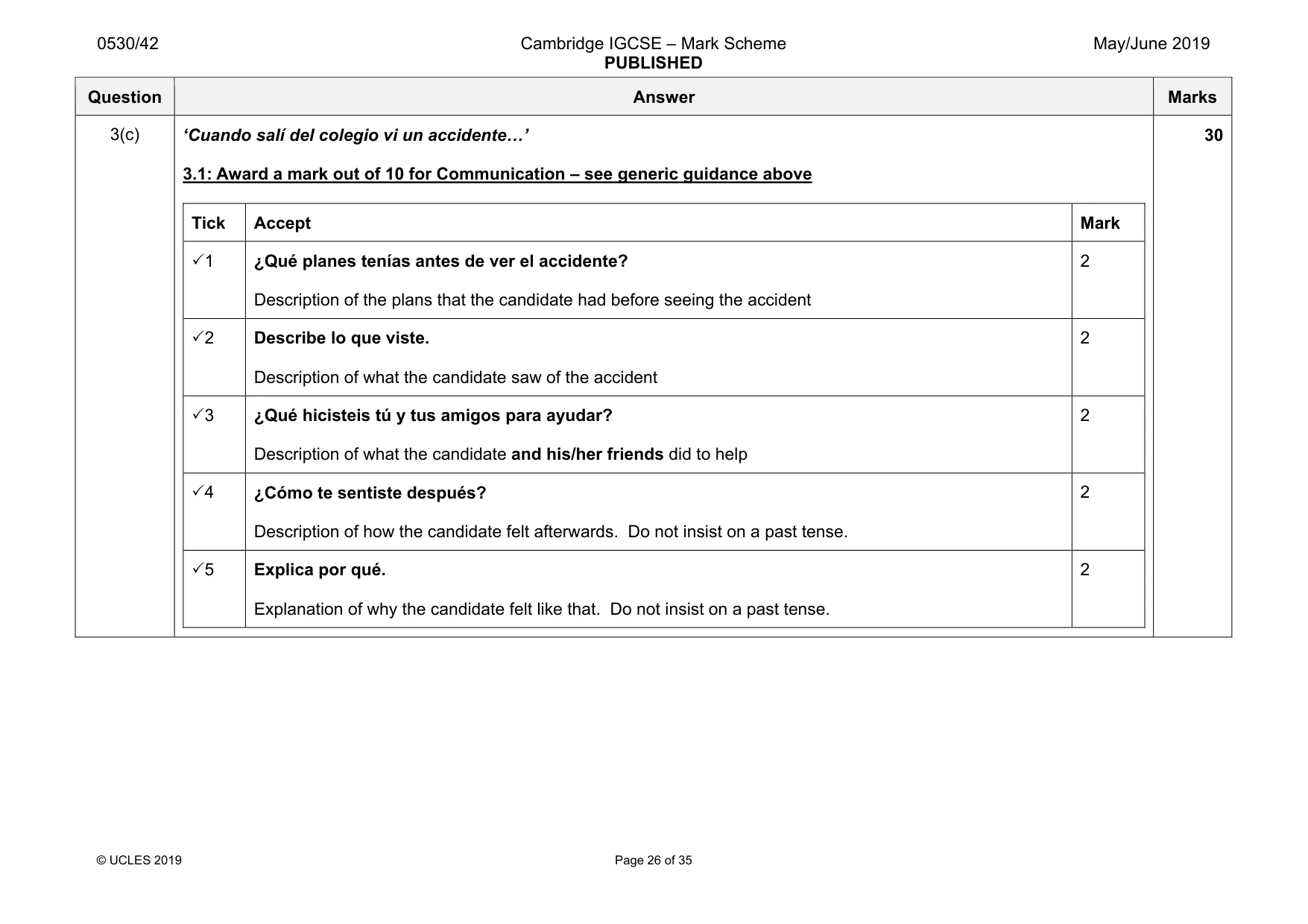 Mark scheme, page 26 of 35