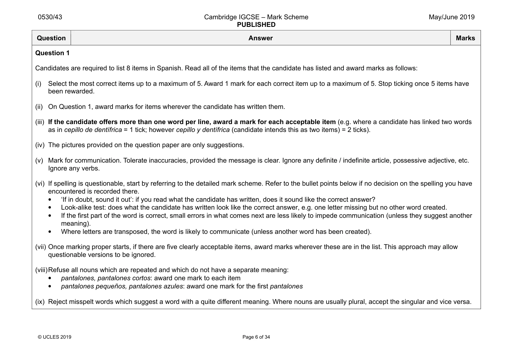 Mark scheme, page 6 of 34