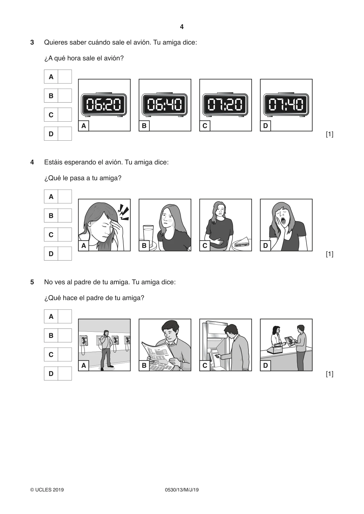 Cambridge IGCSE Spanish - Foreign Language 0530 2019 May/June Paper 1 · Variant 3 question paper, page 4 of 12