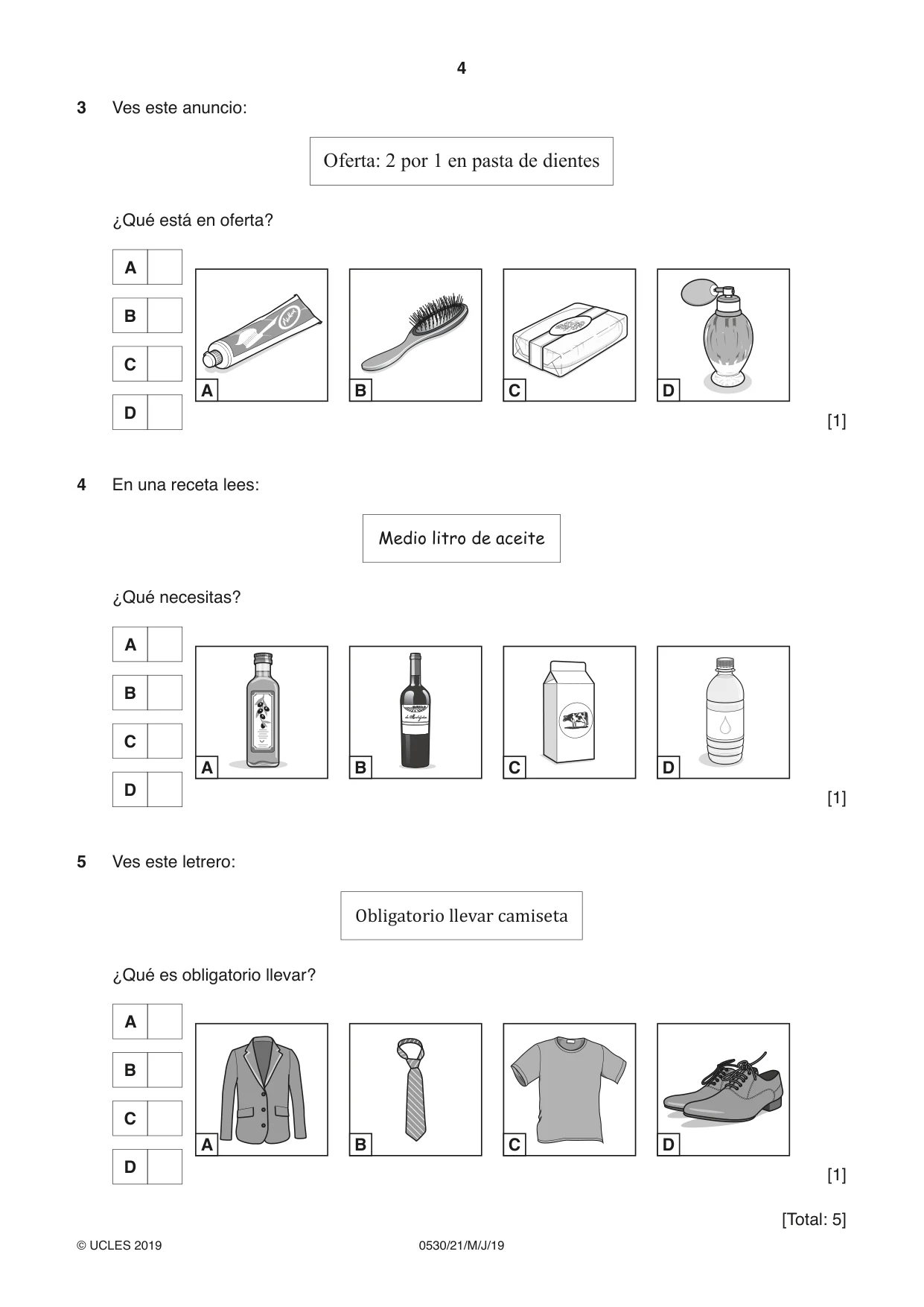Cambridge IGCSE Spanish - Foreign Language 0530 2019 May/June Paper 2 · Variant 1 question paper, page 4 of 16