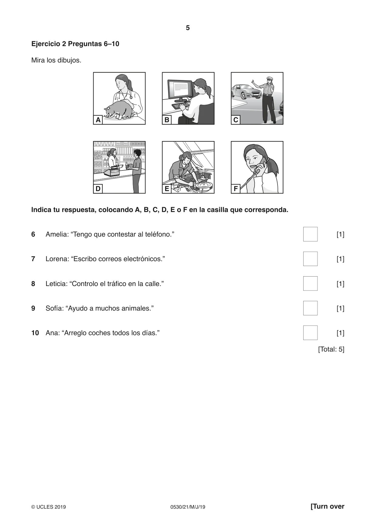 Cambridge IGCSE Spanish - Foreign Language 0530 2019 May/June Paper 2 · Variant 1 question paper, page 5 of 16