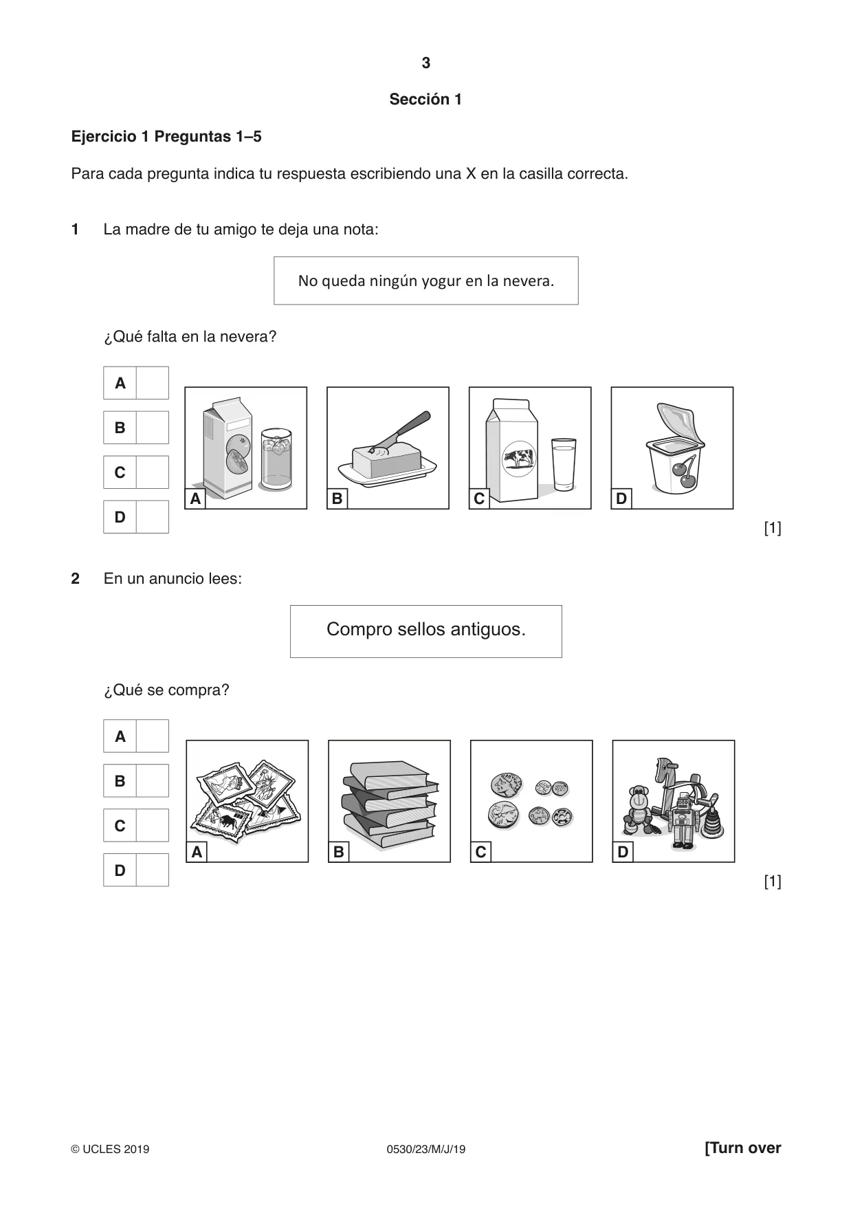 Cambridge IGCSE Spanish - Foreign Language 0530 2019 May/June Paper 2 · Variant 3 question paper, page 3 of 16