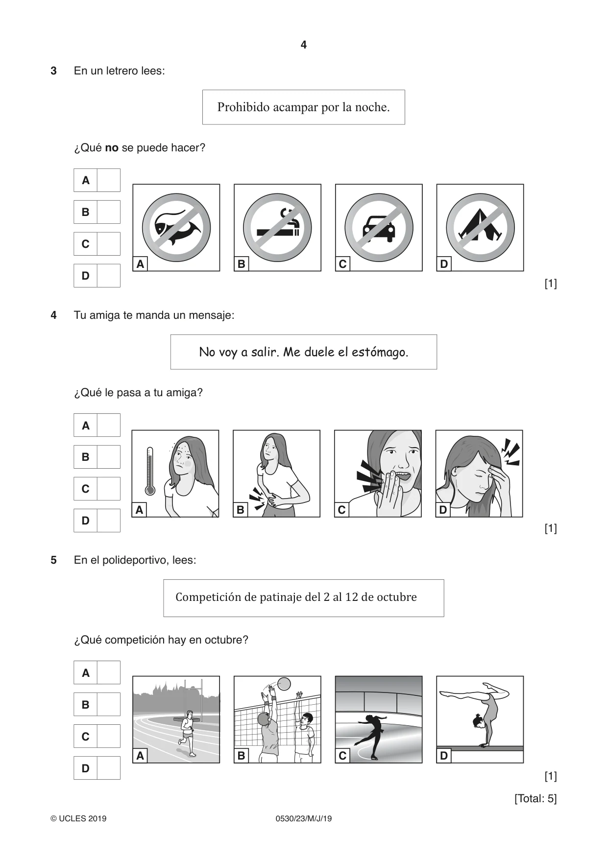 Cambridge IGCSE Spanish - Foreign Language 0530 2019 May/June Paper 2 · Variant 3 question paper, page 4 of 16