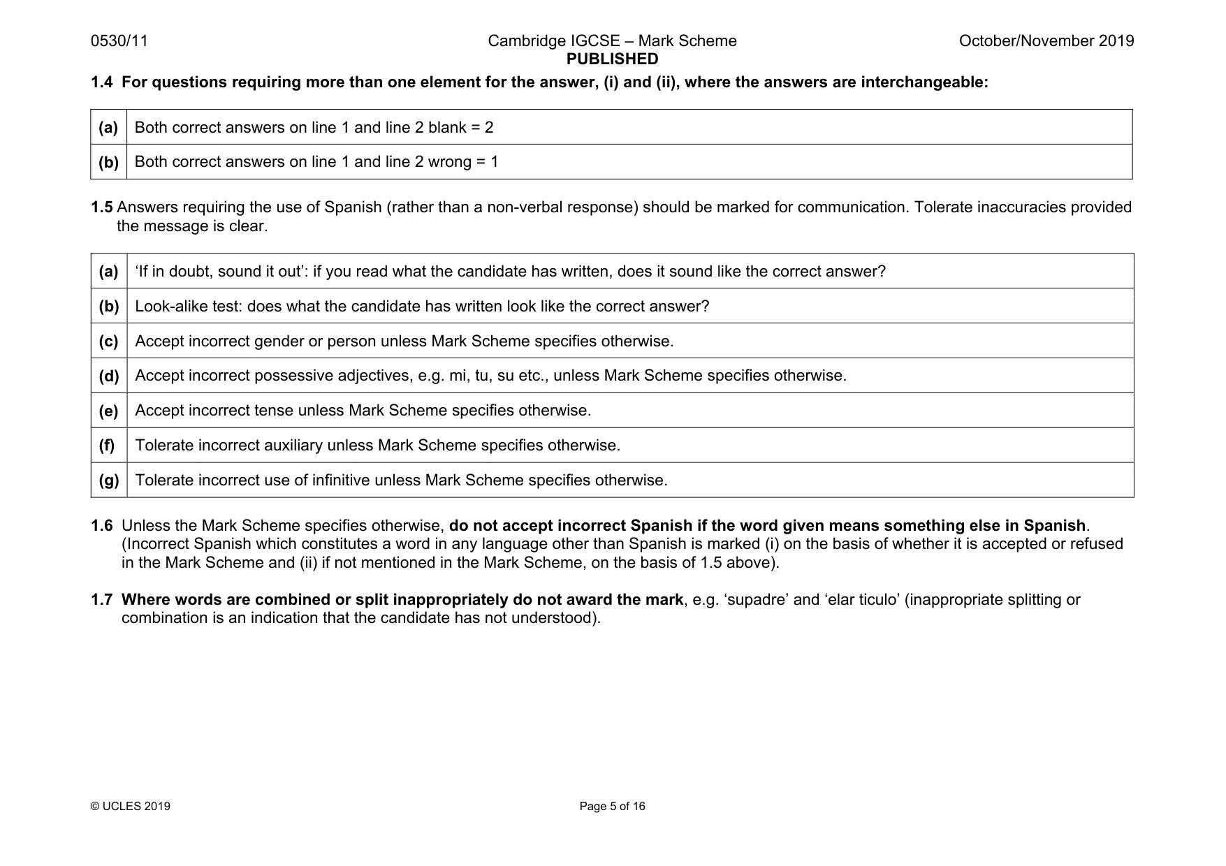 Mark scheme, page 5 of 16