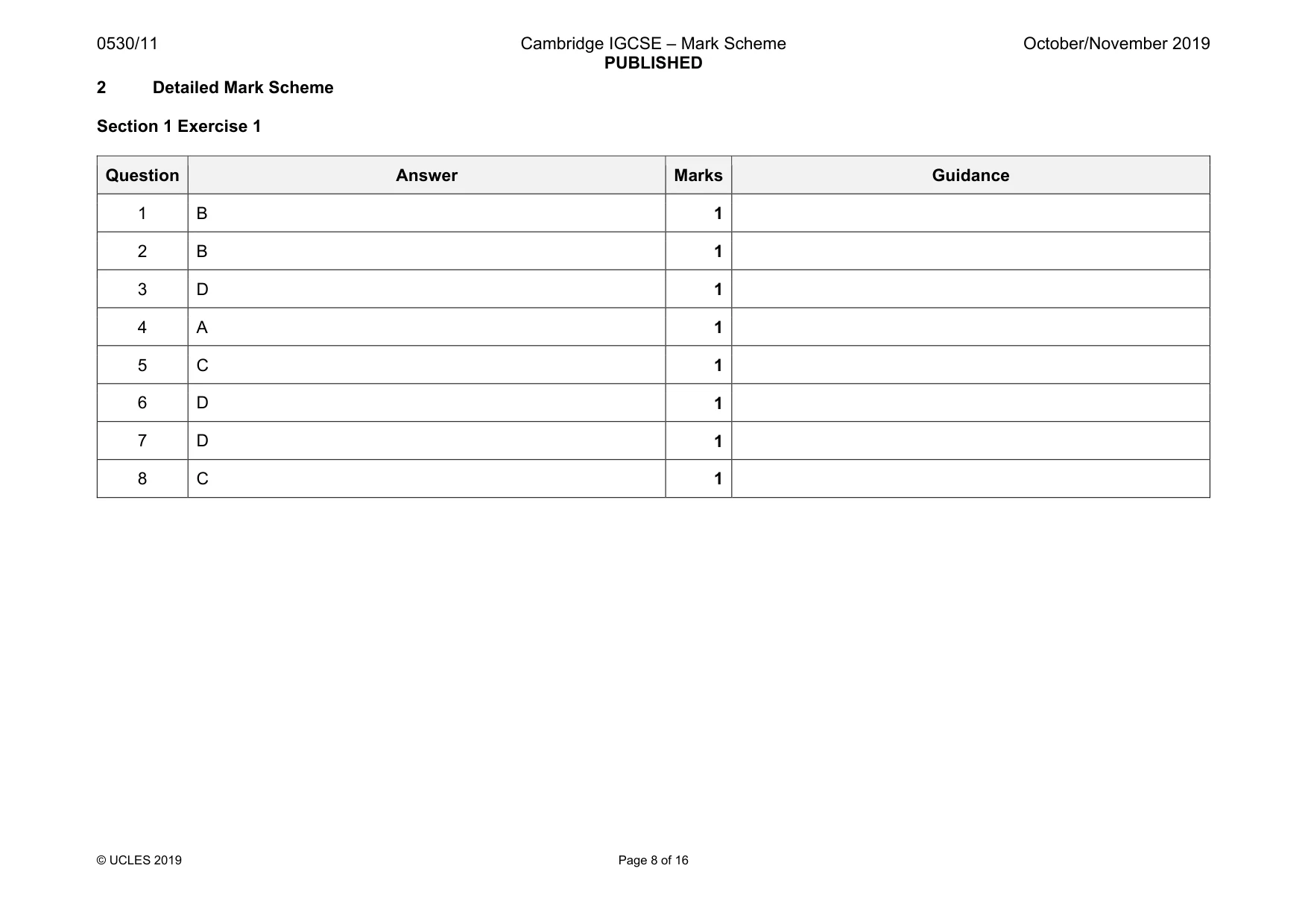 Mark scheme, page 8 of 16