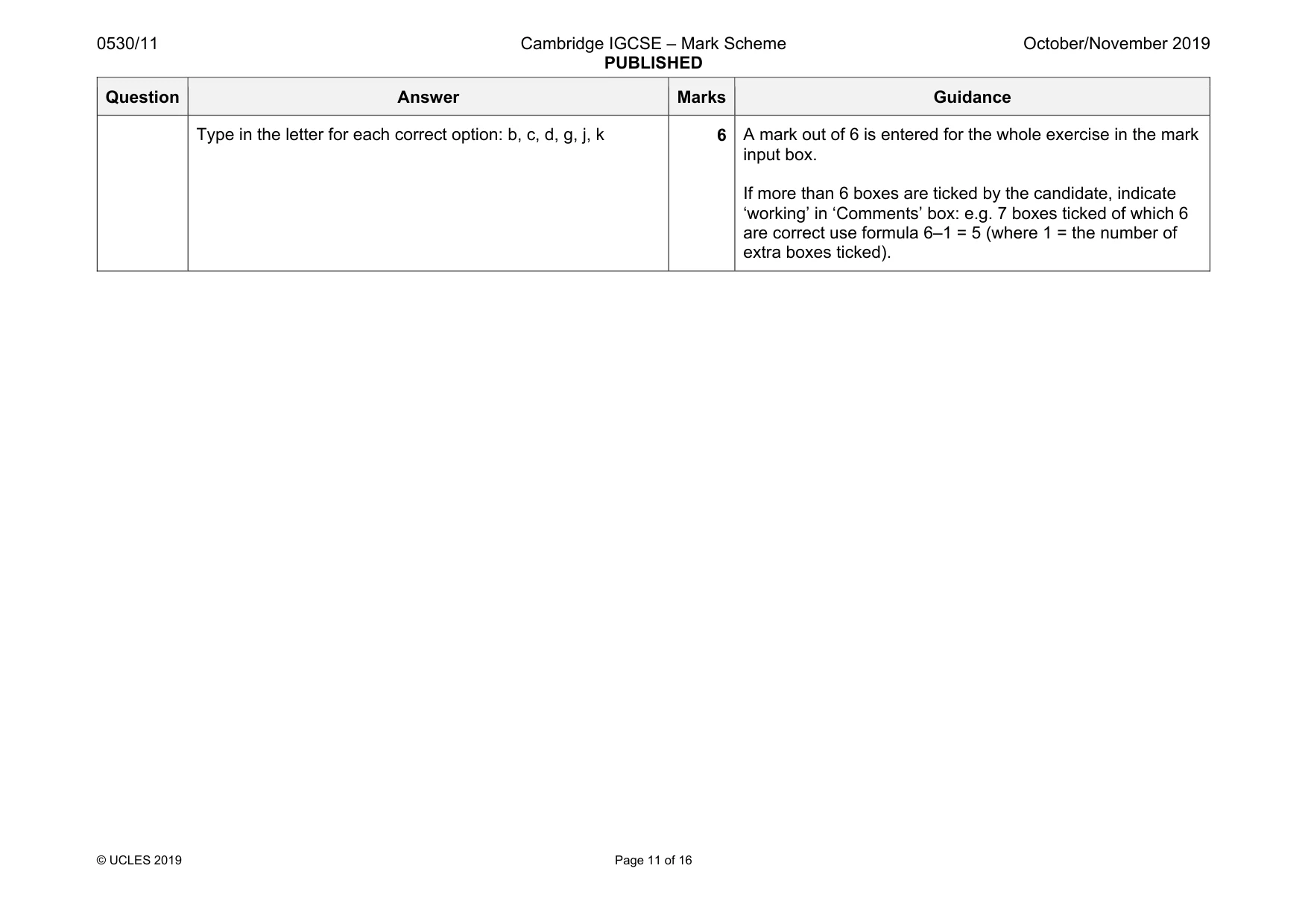 Mark scheme, page 11 of 16
