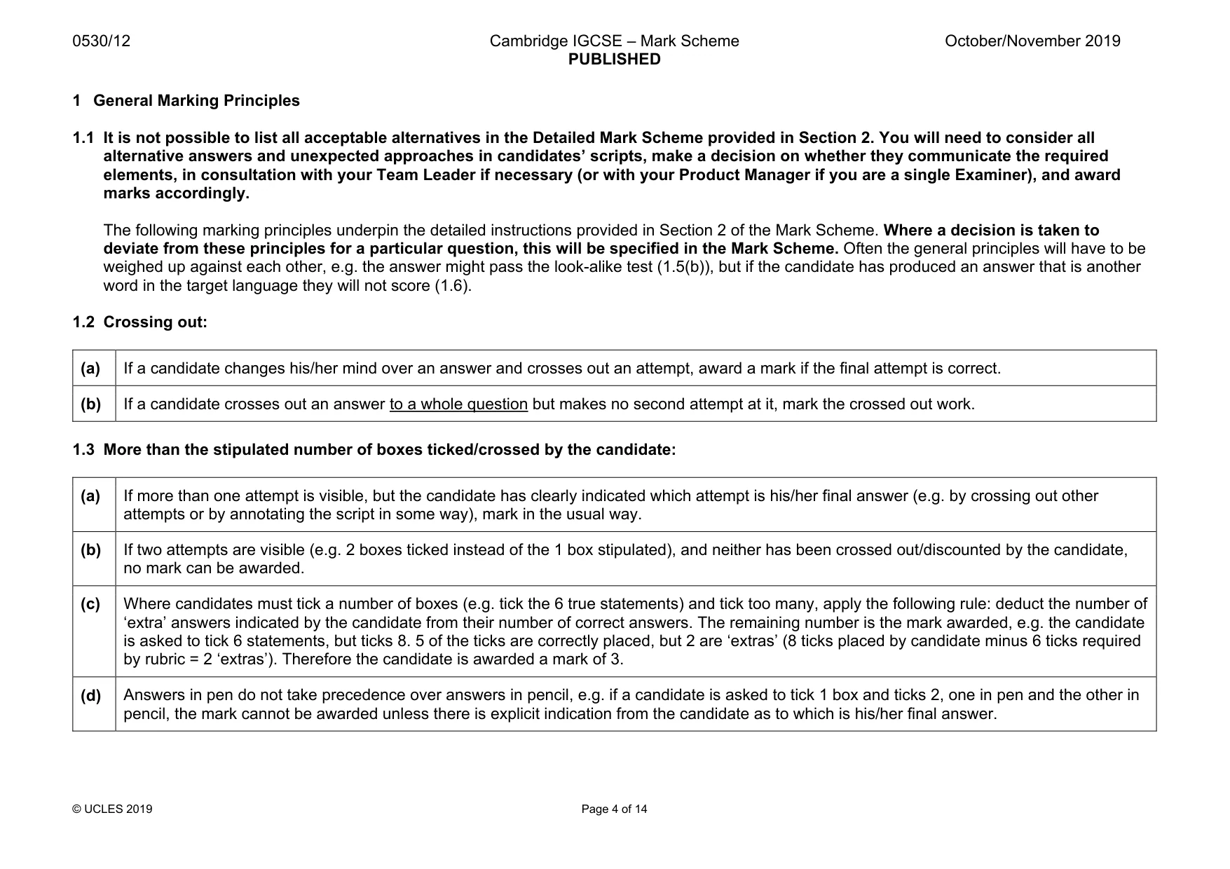 Mark scheme, page 4 of 14