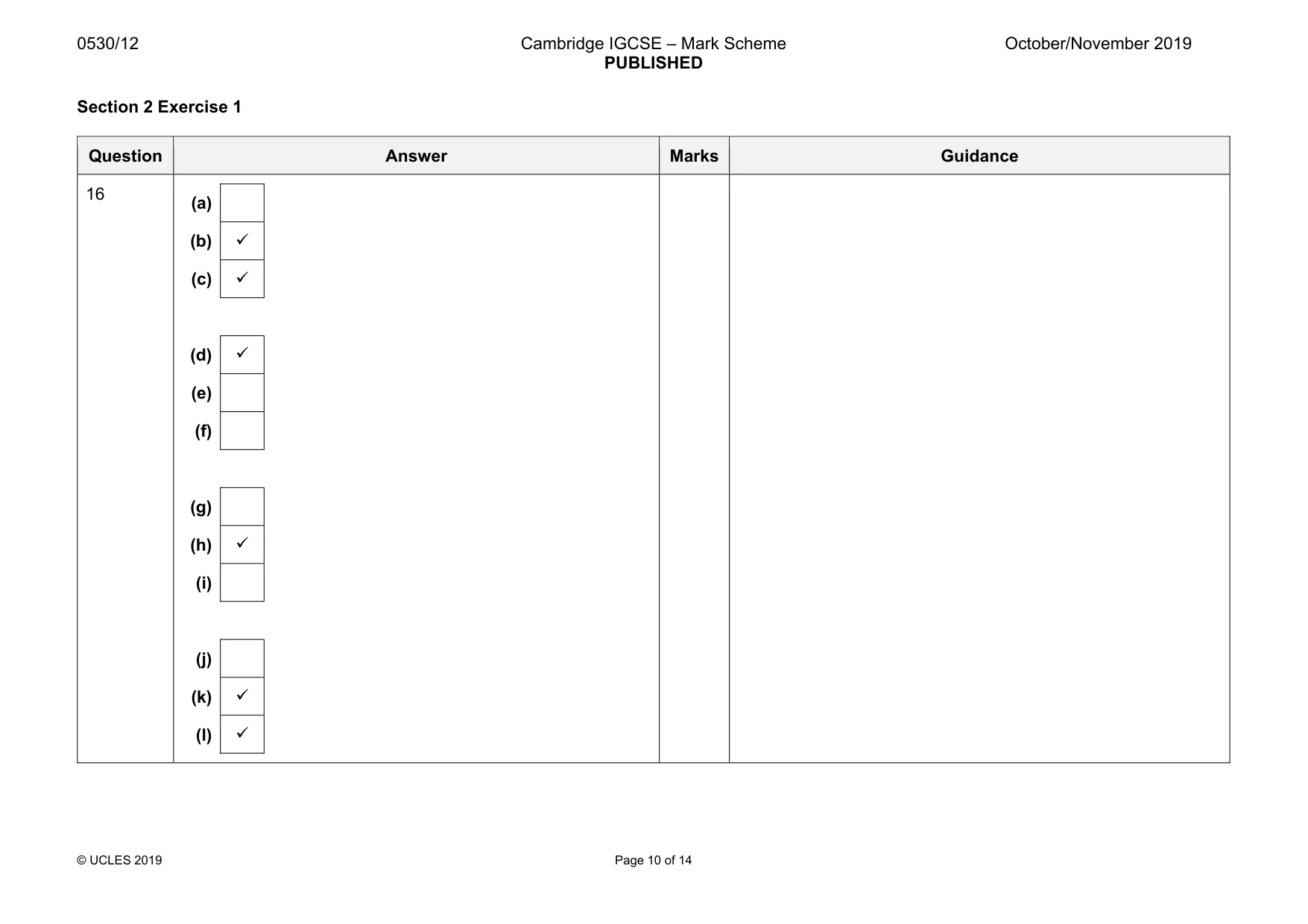 Mark scheme, page 10 of 14