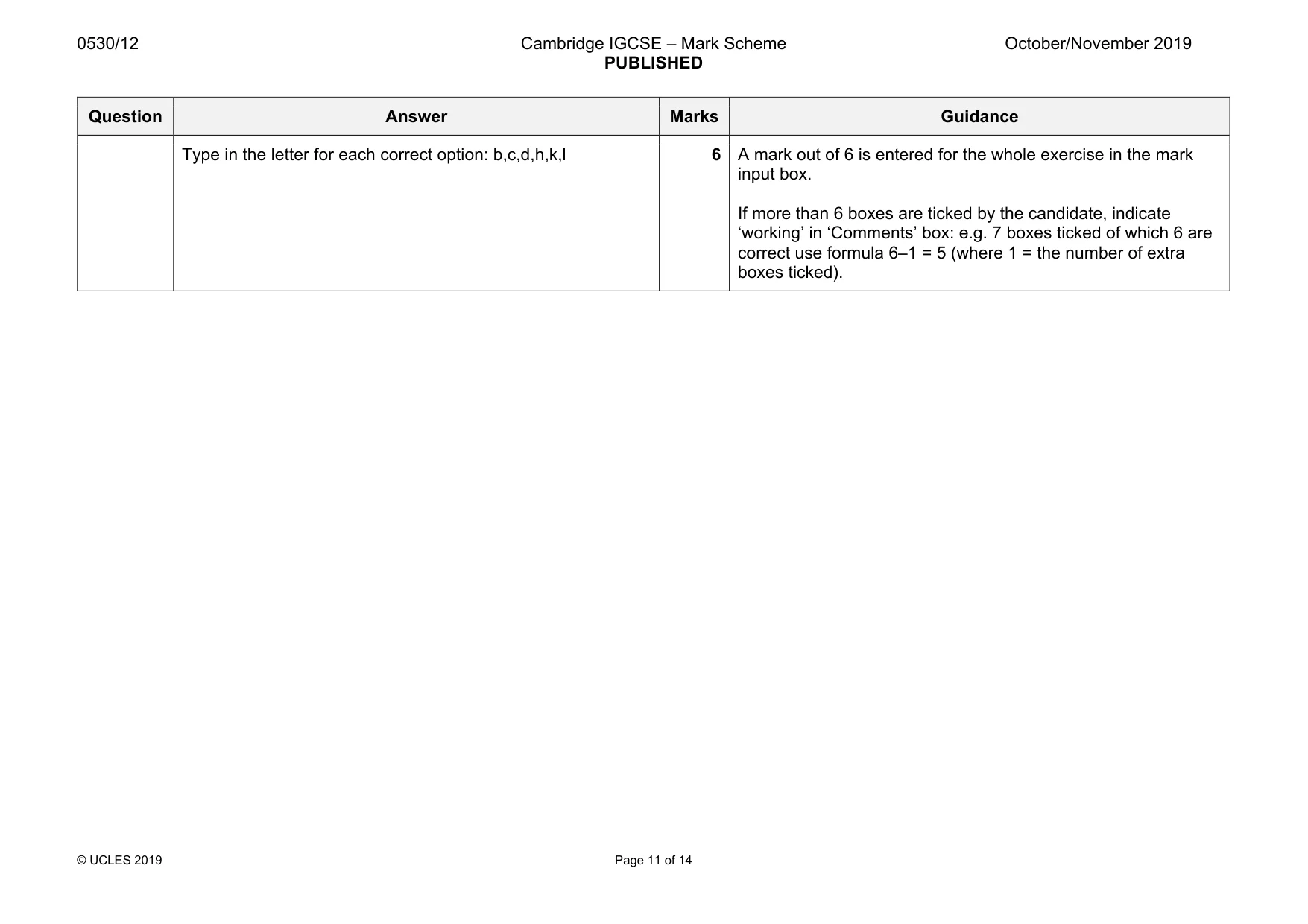 Mark scheme, page 11 of 14