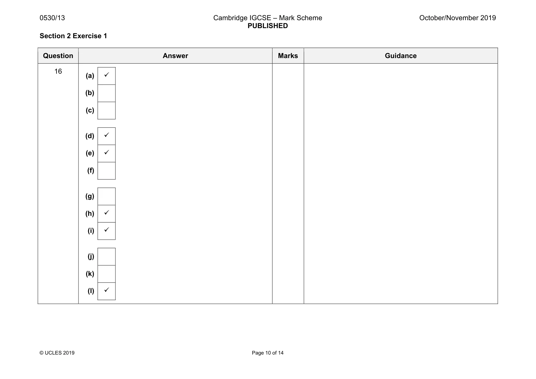 Mark scheme, page 10 of 14